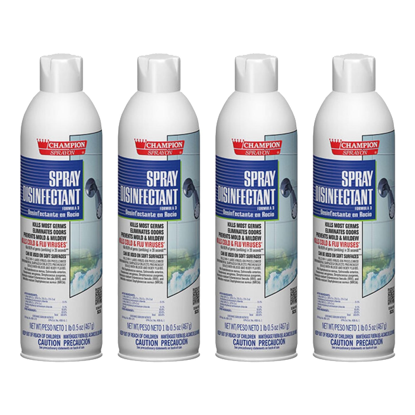 Champion Aerosol Disinfectant Original Scent. 4-16.5 oz. Net cans.