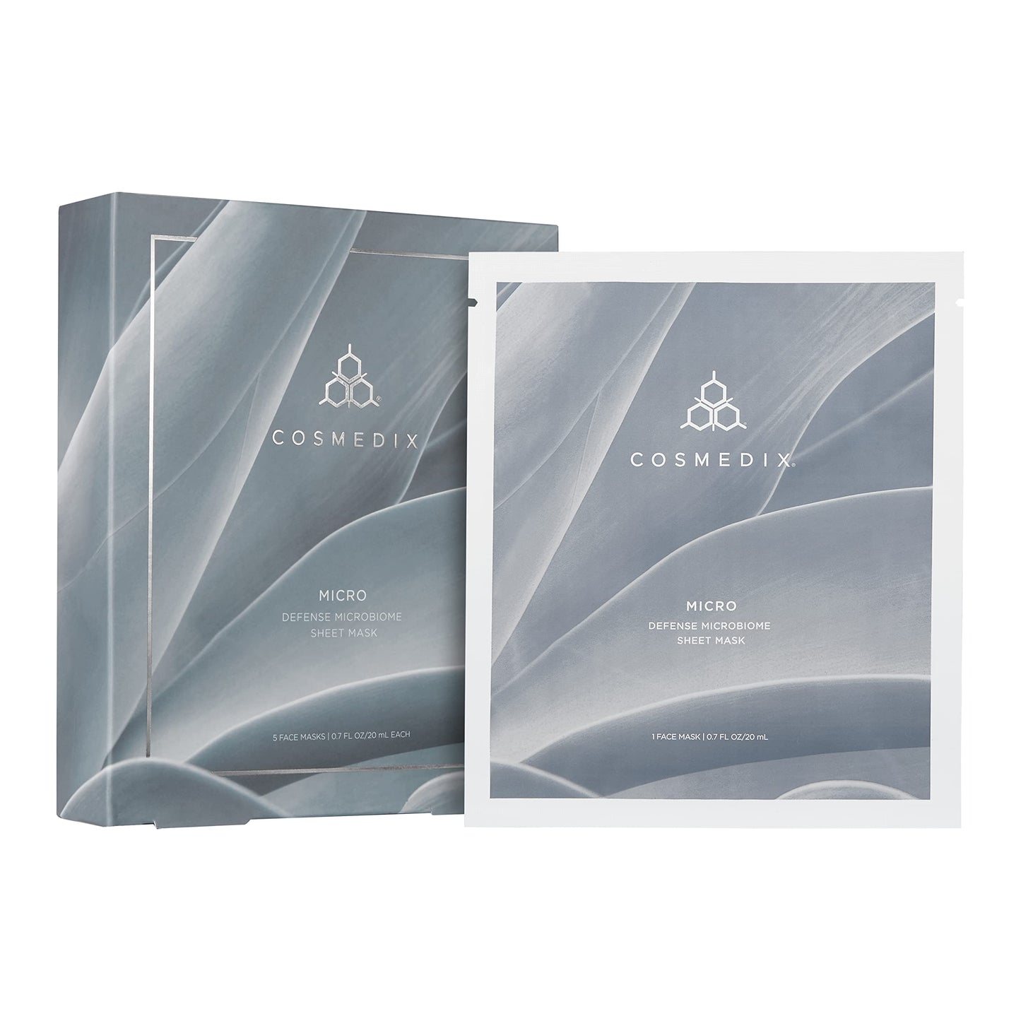 COSMEDIX Micro Defense Microbiome Peel-Off Sheet Mask, Hydrates & Quenches Dry Skin, Soothing & Redness Reducing, Cruelty & Gluten Free, Set of 5