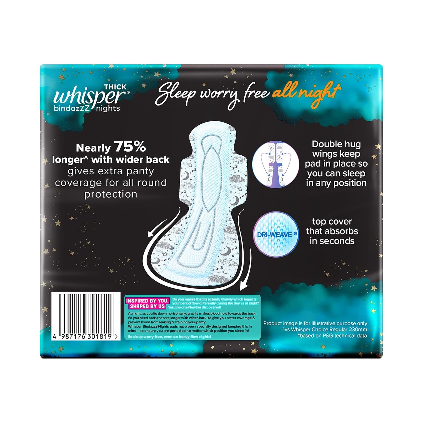 Whisper Ultra Night Sanitary Pads for Women, XXXL 20 Napkins