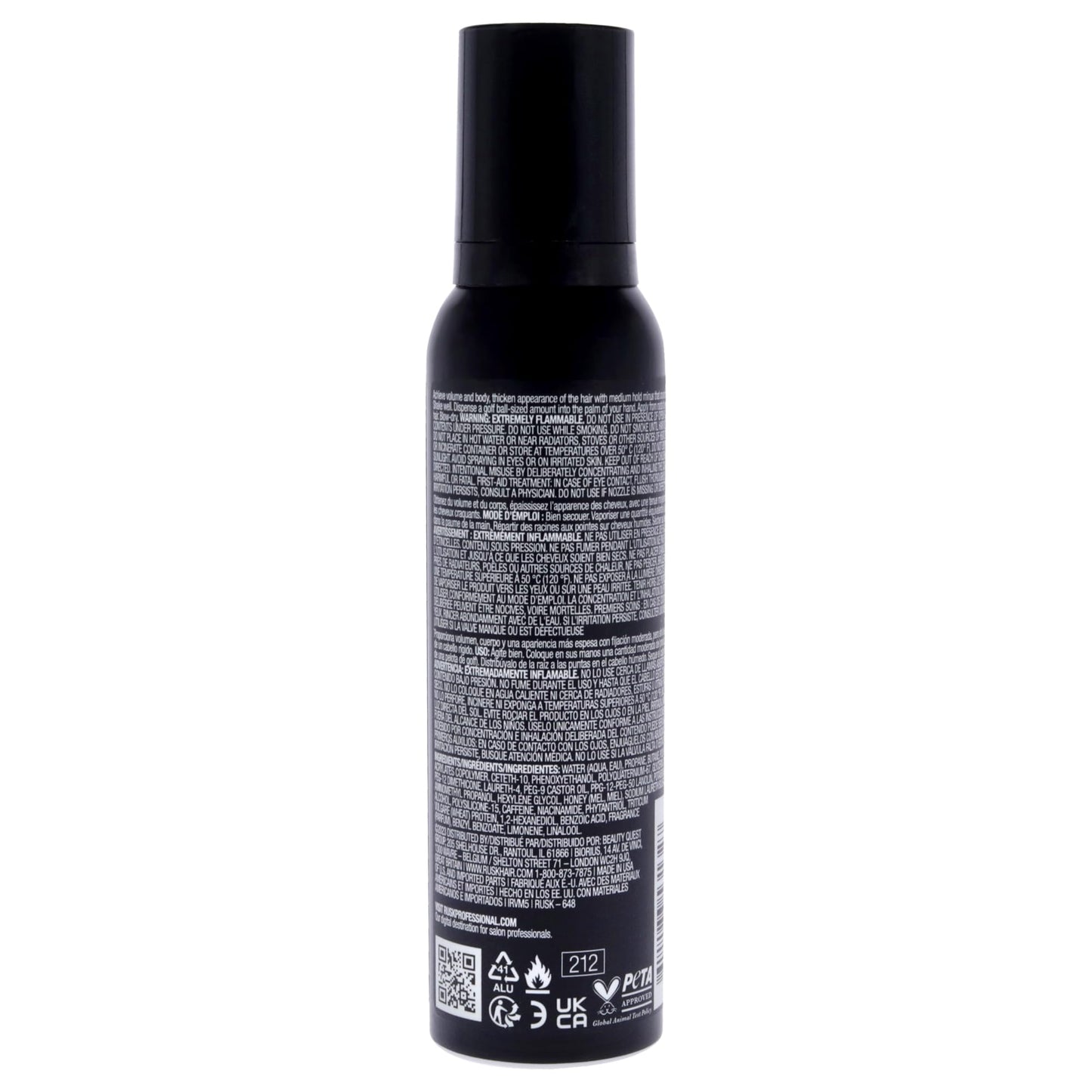 RUSK Volumizing Mousse, Bounce + Hold, Builds Long Lasting Volume, Increases Softness, Body, and Shine, 5 oz
