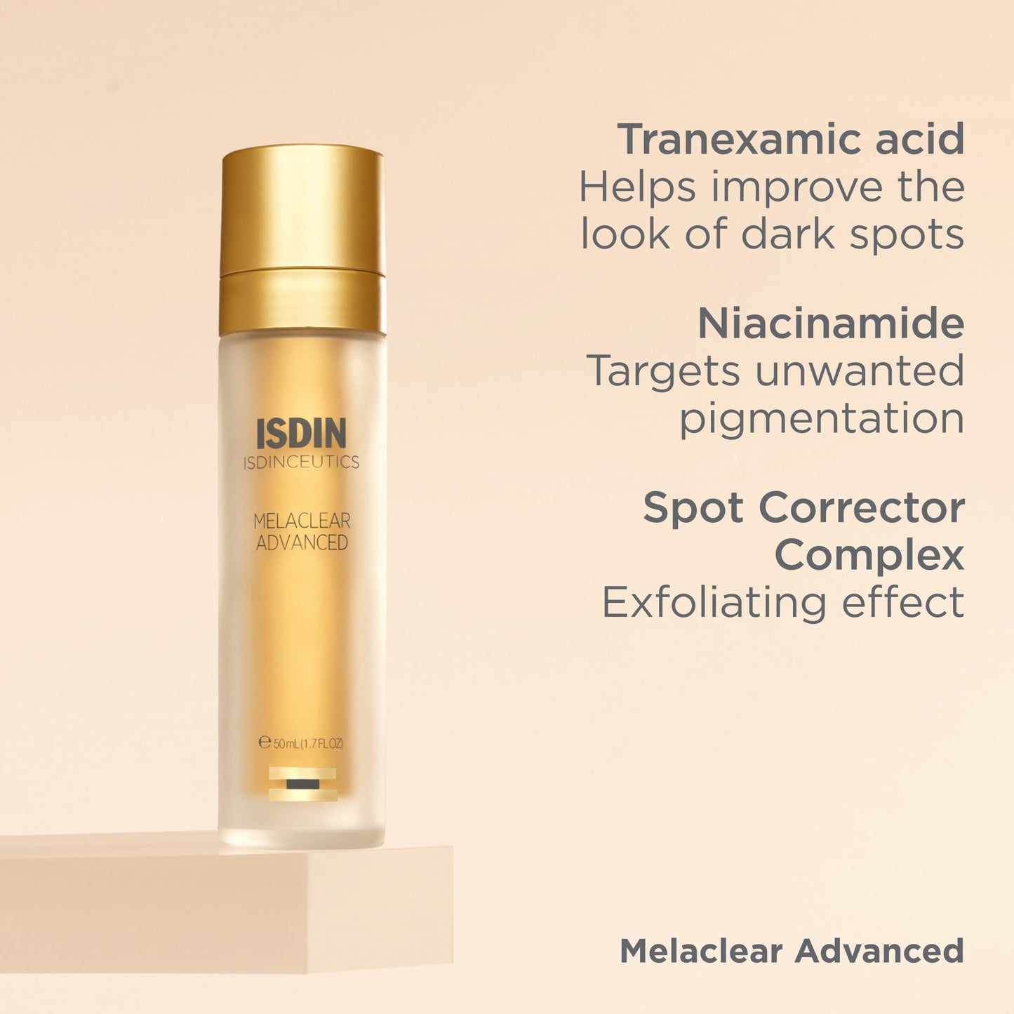 ISDIN Isdinceutics Melaclear Advanced - Dark Spot Corrector for Face with Niacinamide 1.7 FL OZ (50 ml).