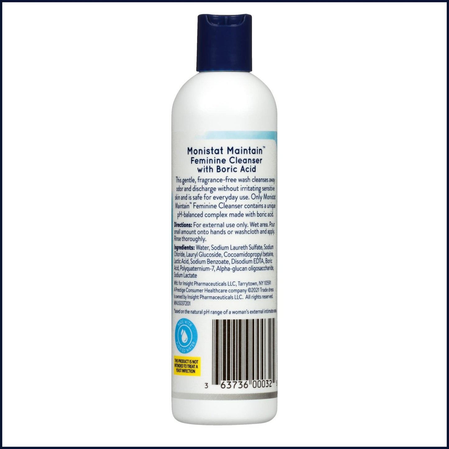 Monistat Boric Acid Feminine Wash, Fragrance-Free Intimate Wash for Women with Gentle pH-Balanced Formula, 10 Fl Oz