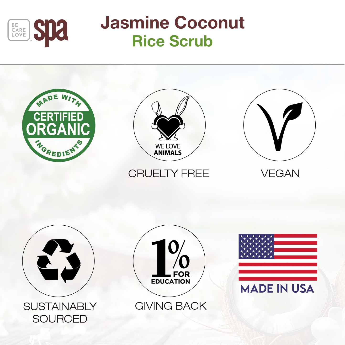 BCL SPA Rice Scrub, Jasmine Coconut, 16 Fl Oz