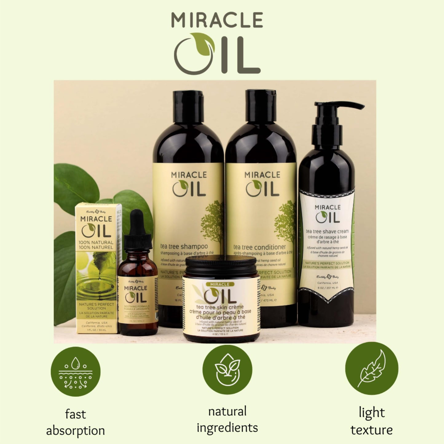 Earthly Body Miracle Oil, 1 fl. oz. - 100% Natural Tea Tree Oil, Hemp Seed Oil & Vitamin E - Moisturizer, Calms Skin Irritations, Helps Smooth Wrinkles - Gluten Free, 100% Vegan