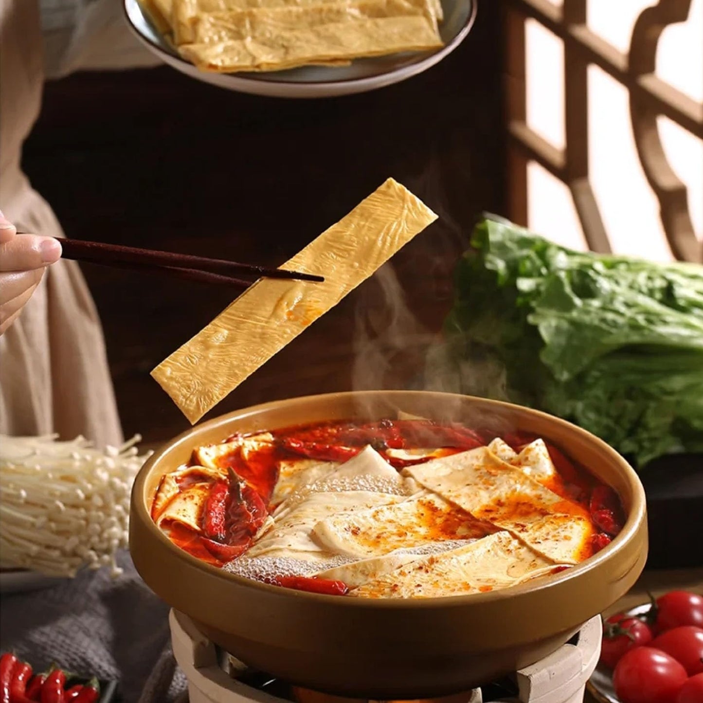 Dried Tofu Skin, 240g/8.47oz Handmade Bean Curd Sheets, Special Youdoupi Soy Products, dry goods specialty snacks for Hot Pot Cold Vegetable Stir Fry 豆腐皮 (Pack of 2)