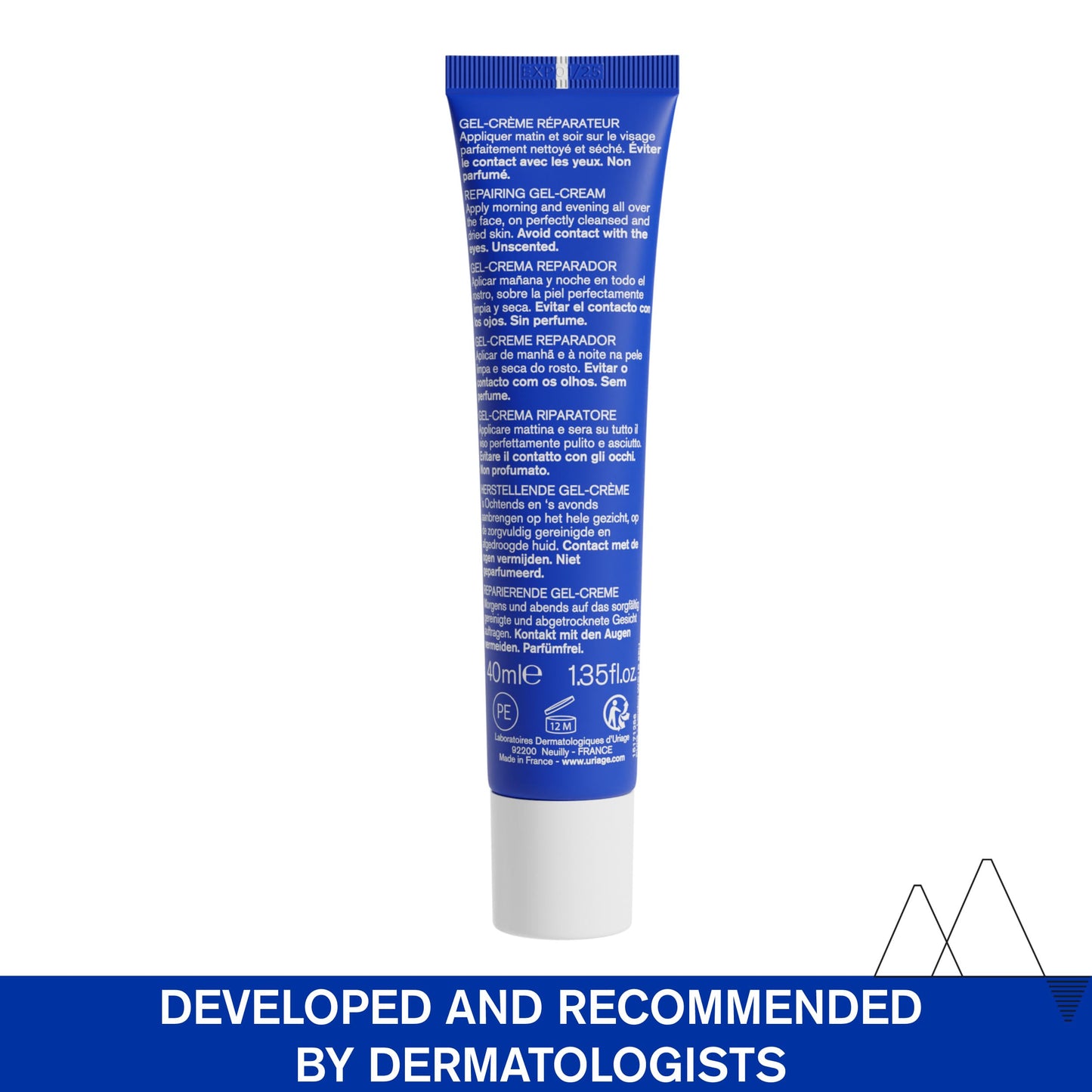 URIAGE Cica-Daily Repairing Gel-Cream for Face | Made With Prebiotic, Centella Asiatica & D-Panthenol, Ultra-light gel, Paraben & Fragrance-Free, Non-comedogenic, 40 mL / 1.35 oz