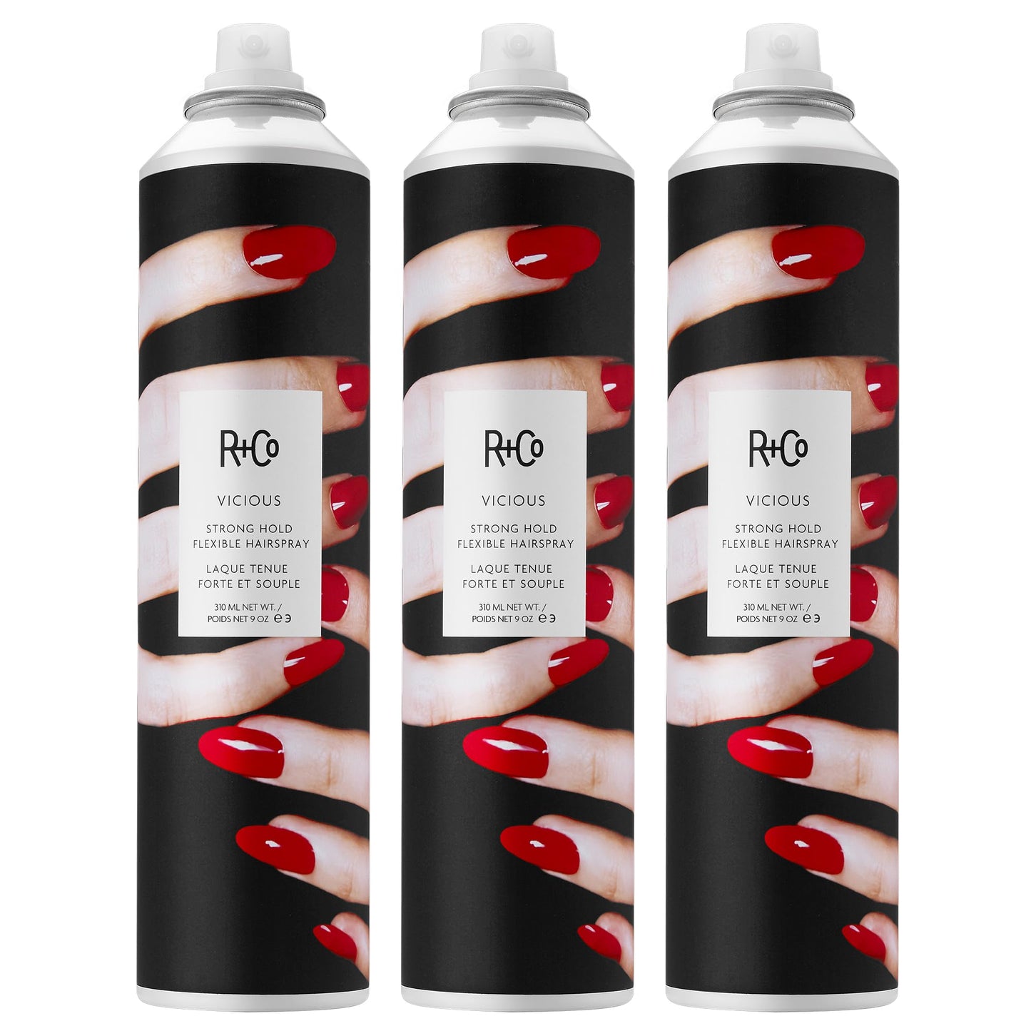 R+Co VICIOUS Strong Hold Flexible Hairspray – Long-Lasting Hold & Flexibility, Controls Frizz & Adds Shine, All Hair Types