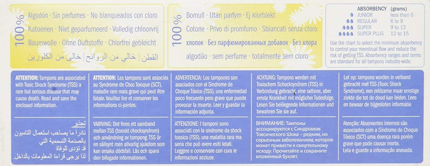 Natrcare Tampons Non-Applicator Regular 20 Ct, Set of 4