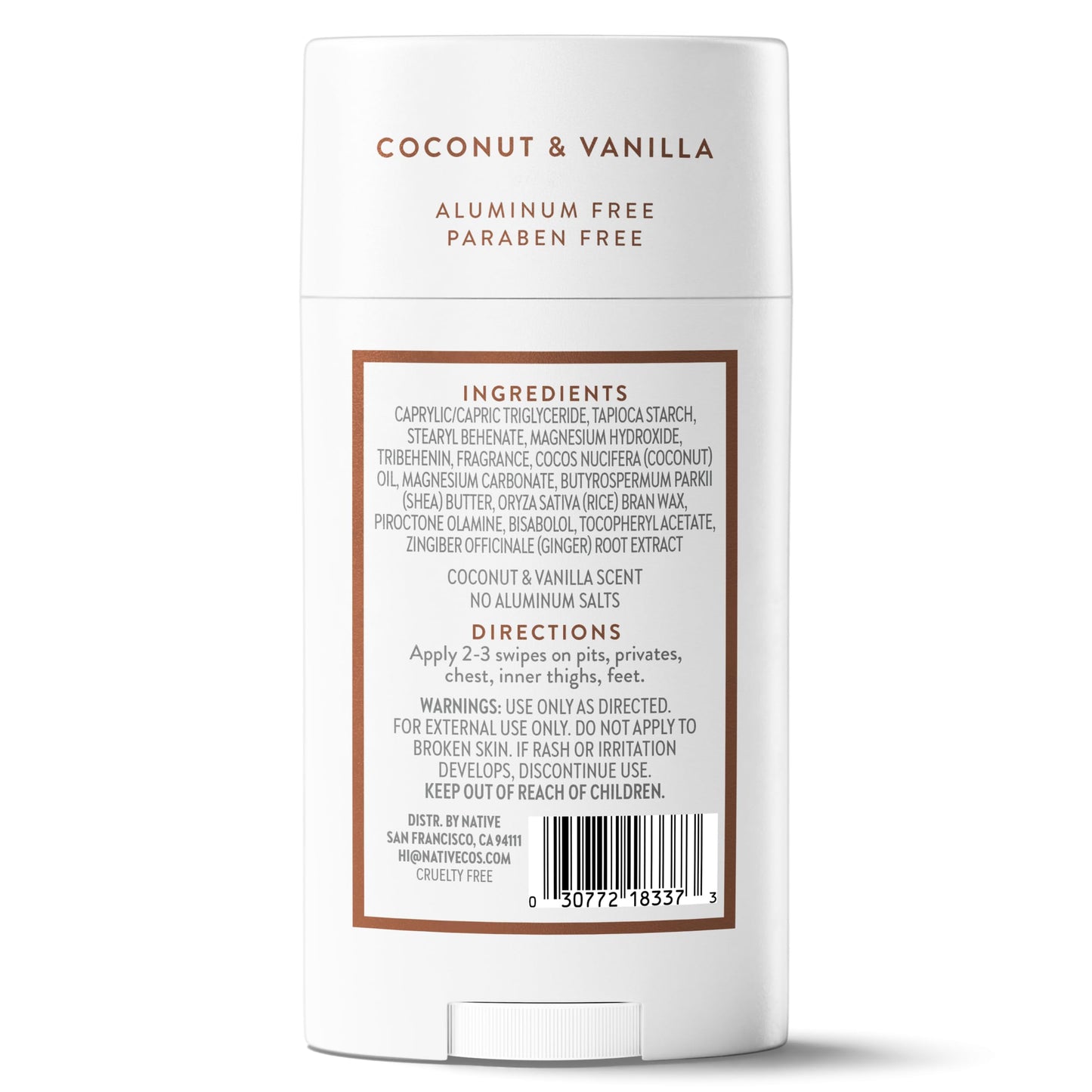 Native Whole Body Deodorant Stick Contains Naturally Derived Ingredients, Deodorant for Men and Women | 72 Hour Odor Protection, Aluminum Free with Coconut Oil and Shea Butter | Coconut & Vanilla