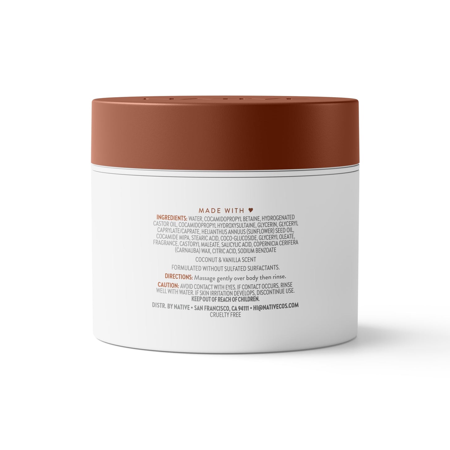 Native Detoxifying & Exfoliating Body Scrub for Women & Men, Coconut & Vanilla, Gentle Sugar Body Polish for Soft, Smooth Skin, Made Without Sulfates, 12 oz