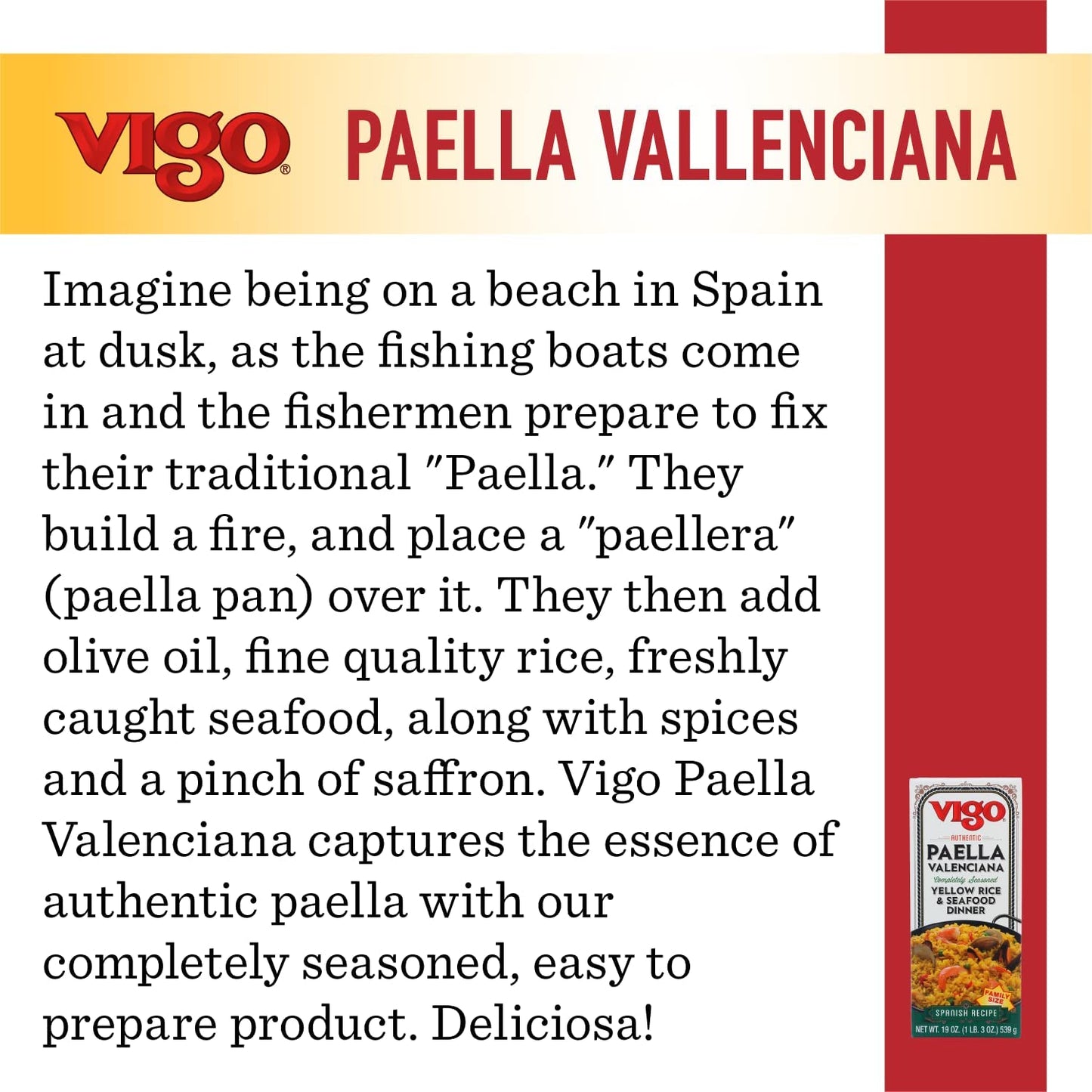 Vigo Authentic Paella Valenciana, Yellow Rice & Seafood Dinner, Spanish Recipe (Yellow Rice & Seafood Dinner, 19 Ounce (Pack of 6))