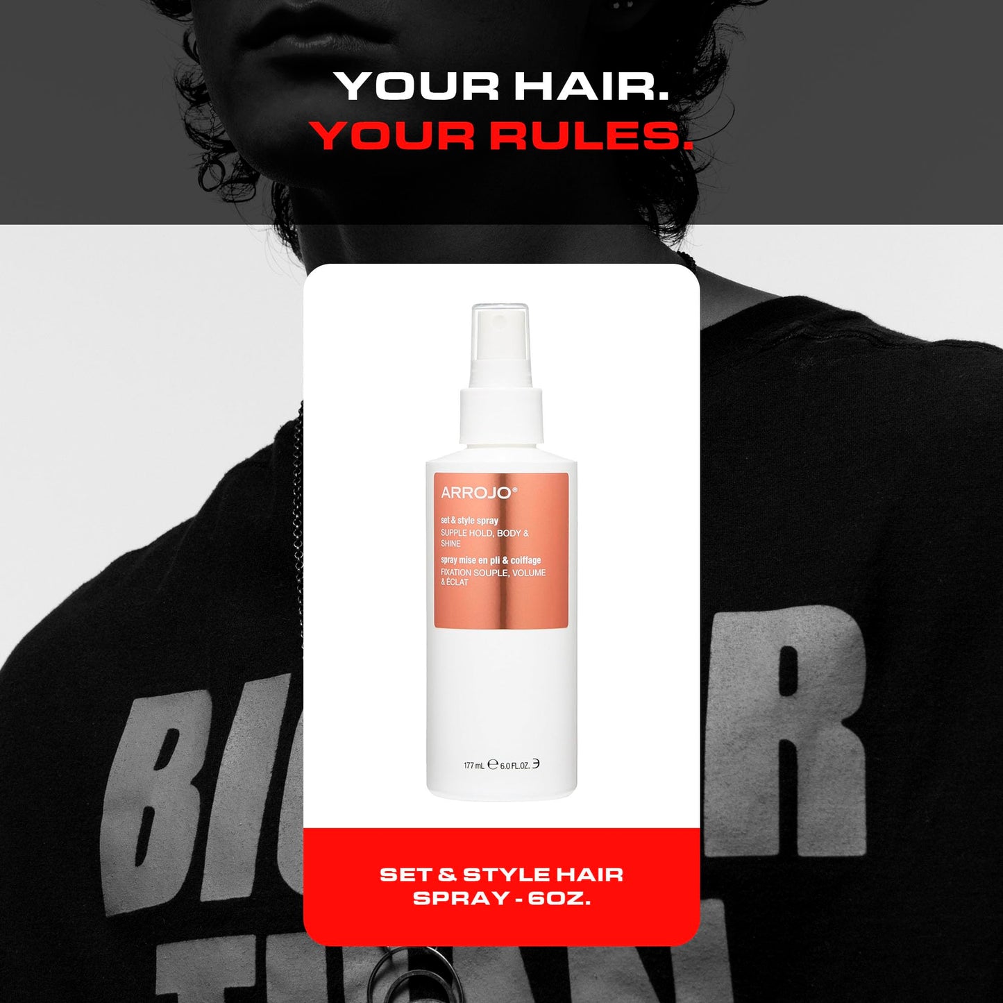 ARROJO Set & Style Hair Spray – Blow Dry Spray To Create Body, Shine, Hold – Hair Shine Spray For Blow-Drying -Hair Setting – Anti Frizz Hair Products To Fight Humidity (6 Oz)
