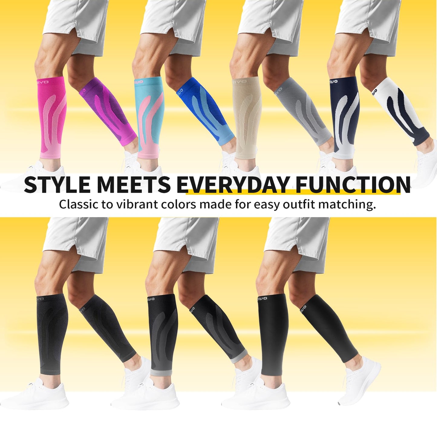 CAMBIVO 3-Pair Calf Compression Sleeves for Men & Women – Footless Socks for Shin Splints & Leg Pain Relief, 1 Pair Available