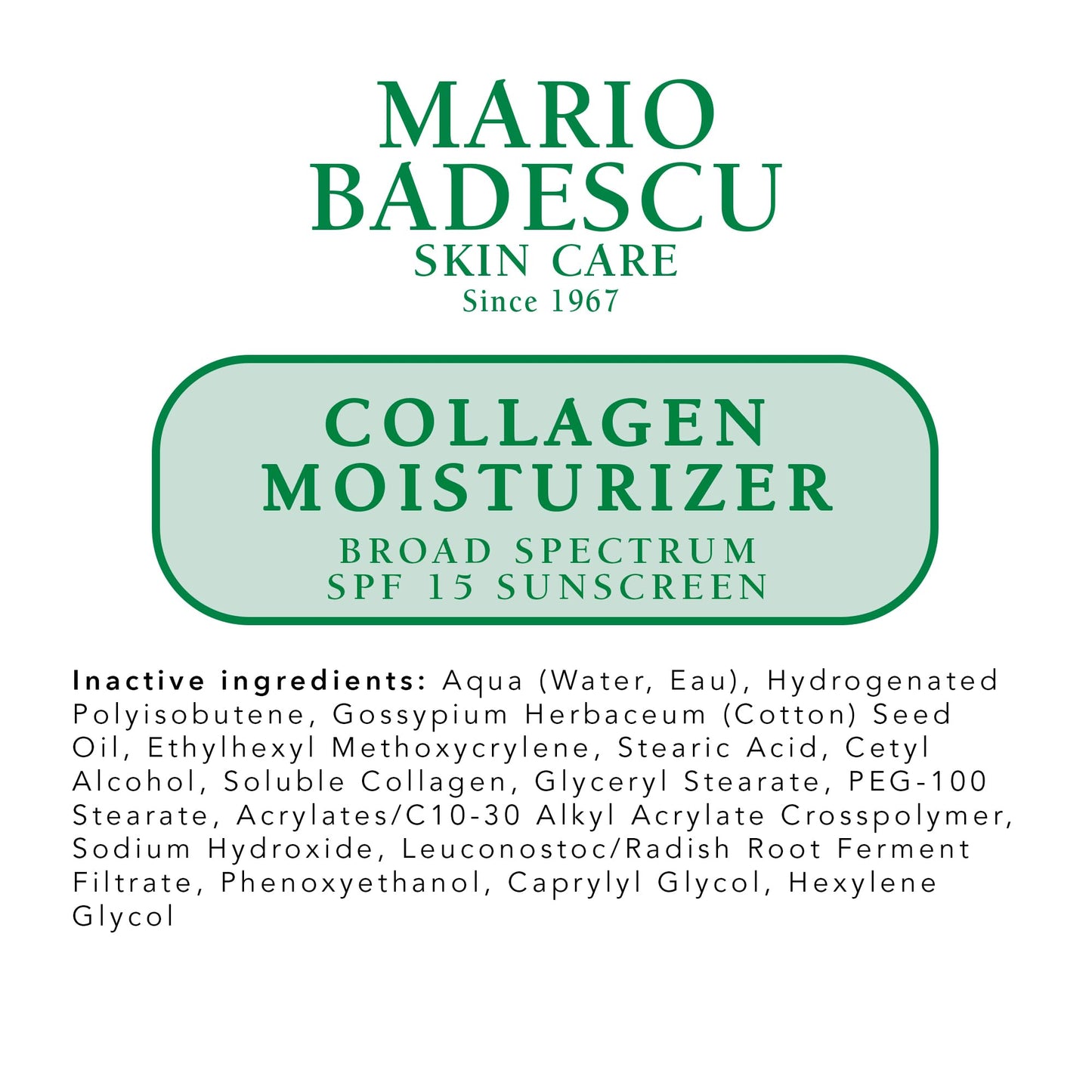 Mario Badescu Collagen Face Moisturizer for Women and Men with SPF 15 for Combination & Sensitive Skin, Daytime Moisturizer Face Cream with Collagen & Cottonseed Oil