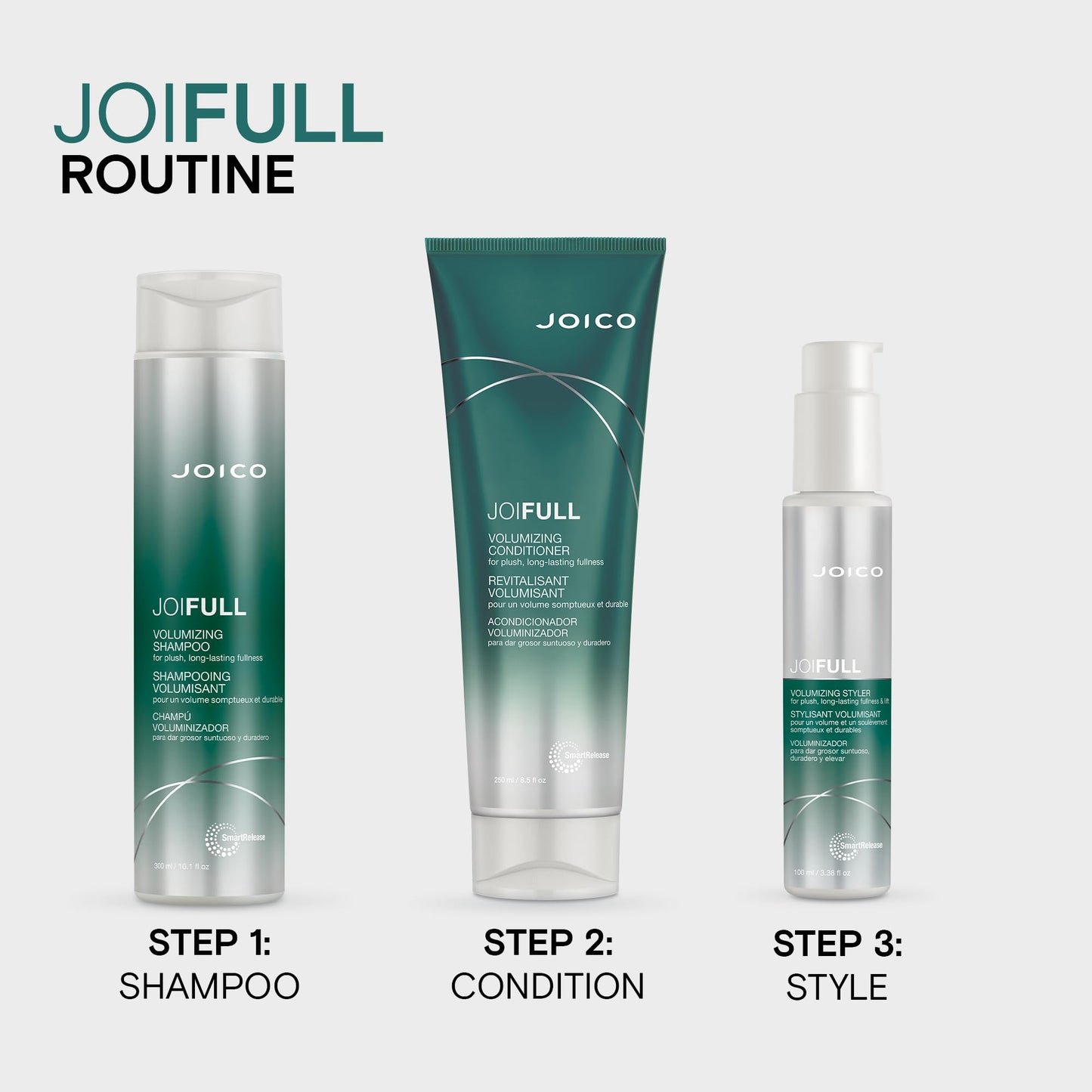 JoiFULL Volumizing Styler | For Fine, Thin Hair | Add Instant Body | Long-Lasting Volume & Texture | Protect Against Pollution | With Rice Protein & Bamboo Extract | 3.38 Fl Oz