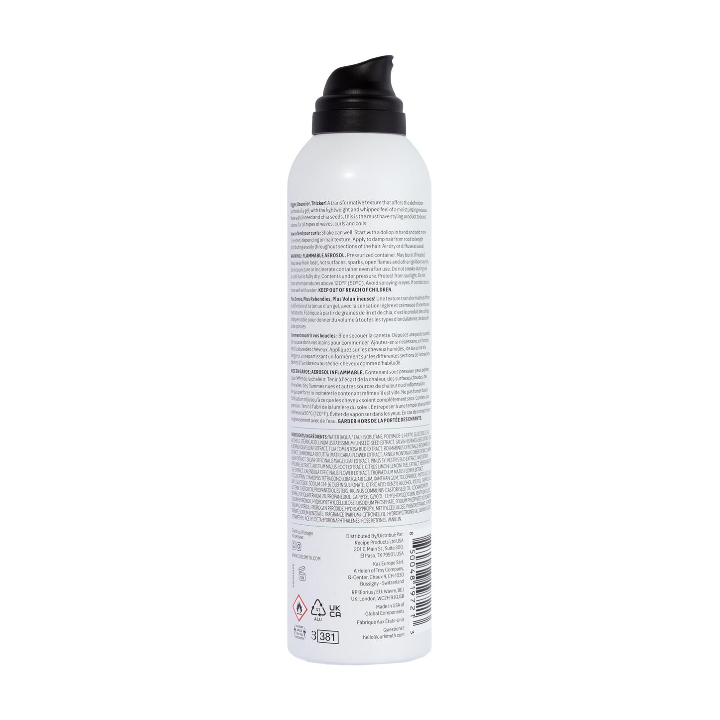 CURLSMITH - Invincible Volume Hair Mousse, Instant Volume, Alcohol Free, Non-Sticky, for Wavy, Curly or Coily Hair, Vegan (200ml/6.8fl oz)