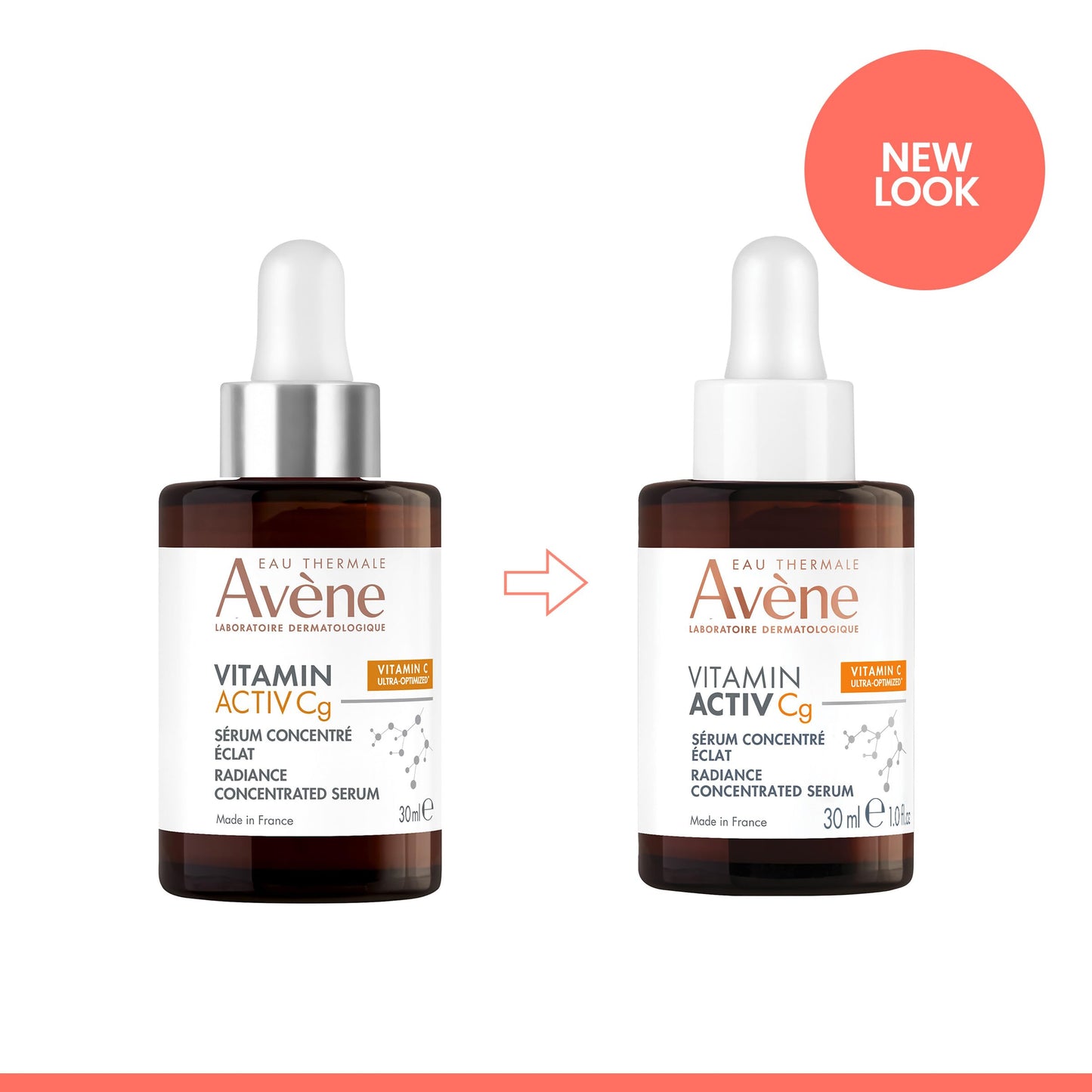 Avène Vitamin Activ Cg Radiance Concentrated Serum, Radiance Boosting Vitamin C Serum, powered by Vitamin Cg + Niacinamide + Bakuchiol, Visbily Reduce Wrinkles, Dark Spots & Fine Lines, 1 FL Oz