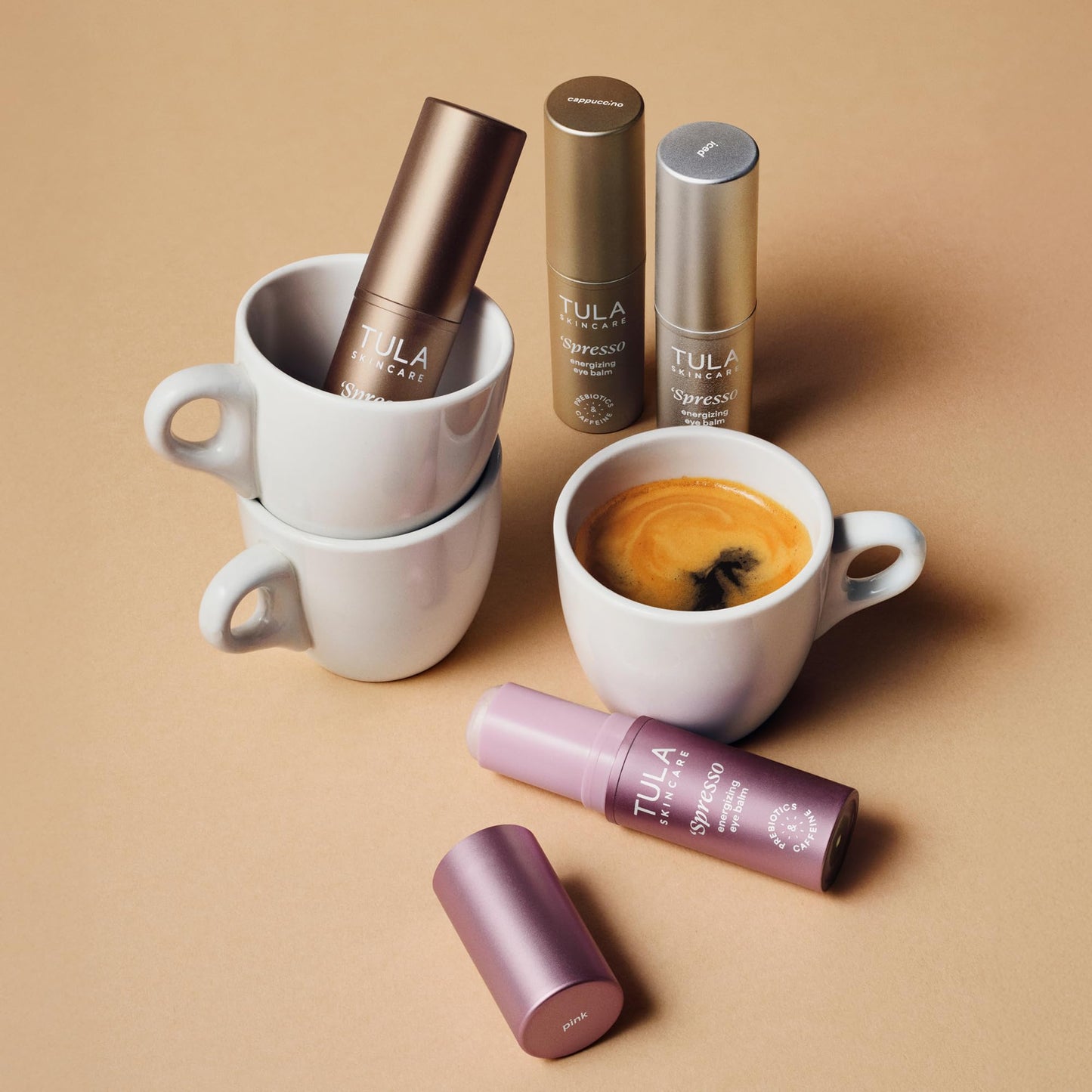 TULA Skin Care ‘Spresso Energizing Eye Balm, Gold Glow - Energizing & Hydrating Caffeine Under Eye Treatment for Dark Circles, Portable and Perfect to Use On-the-go, 0.35 oz.