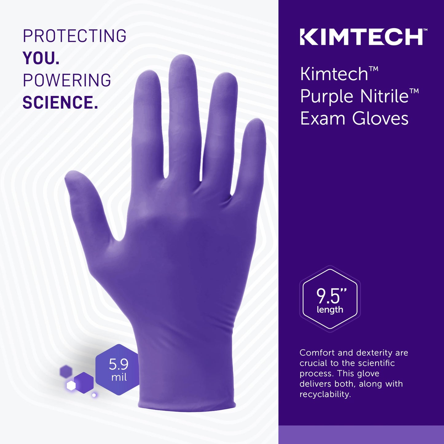 Ansell Kimtech™ Purple Nitrile™ Exam Gloves (55081), 5.9 Mil, Ambidextrous, 9.5”, Small, 100 Nitrile Gloves/Box