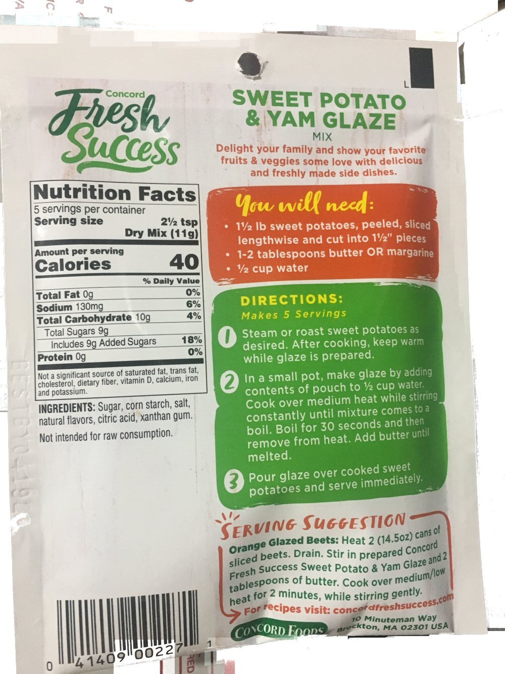 Concord Yam or Sweet Potato Glaze Mix (Dry), 2-Ounce Pouches (Pack of 18 )