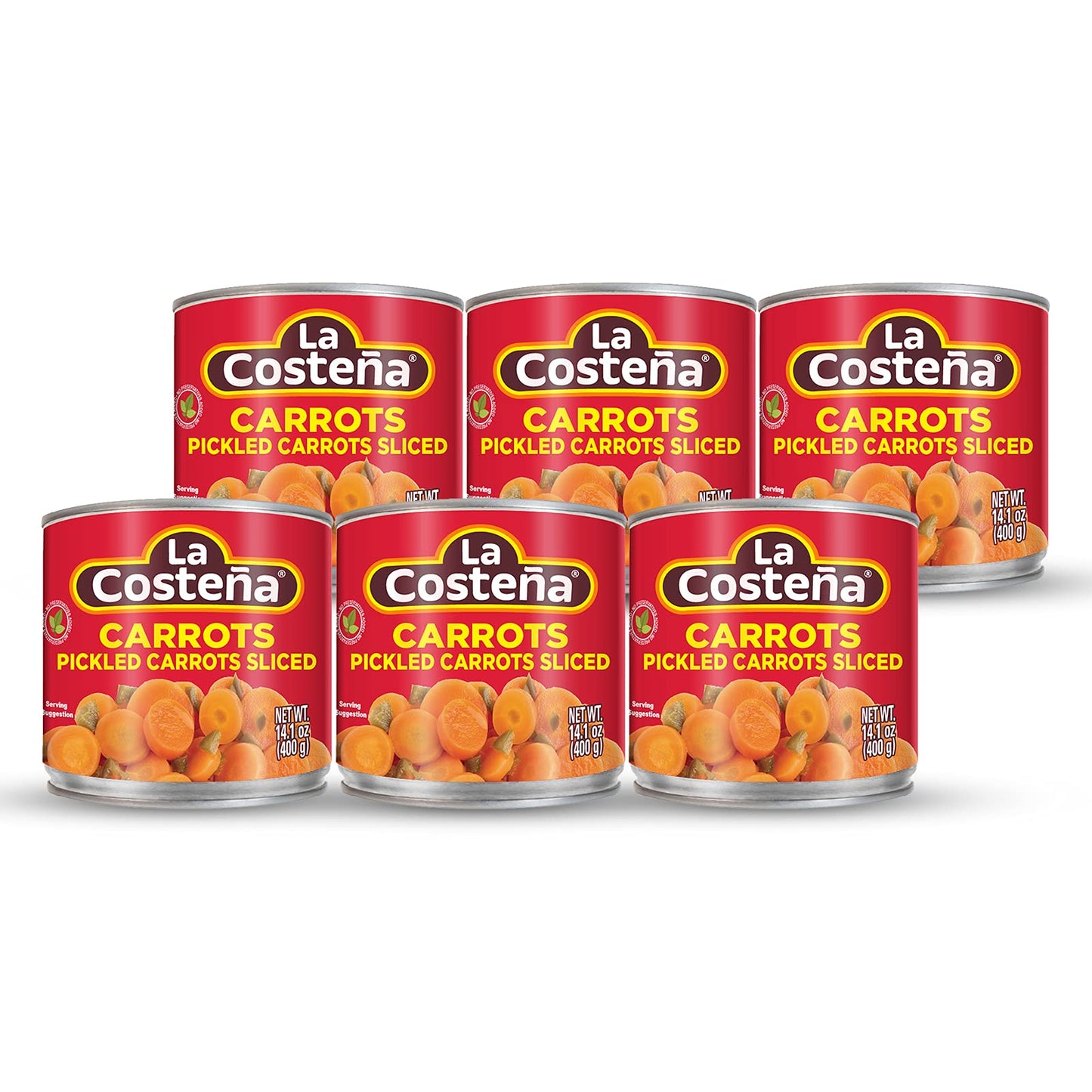 La Costena Sliced Pickled Carrots with Pickled Jalapenos - Sliced Carrots with Jalapeno Peppers - Mexican Food, Taco Toppings & Salsa - Hot Pickled Vegetables - 14.1oz, 12 Pack Canned Vegetables