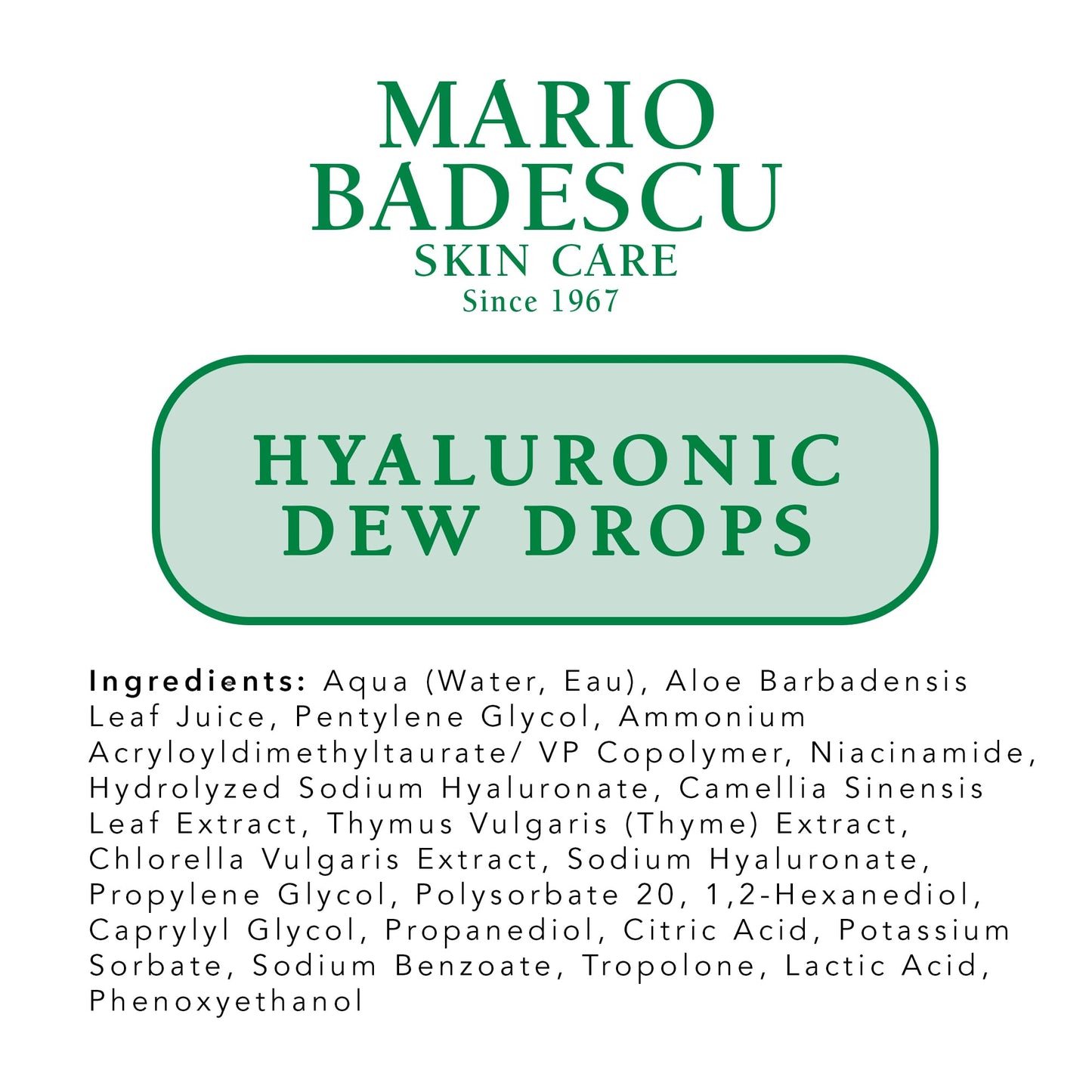 Mario Badescu Hyaluronic Dew Drops for All Skin Types – Hydrating Gel-Serum Hybrid with Sodium Hyaluronate, Niacinamide & Botanical Extracts for a Dewy, Glass-Like Glow – 1 Fl Oz