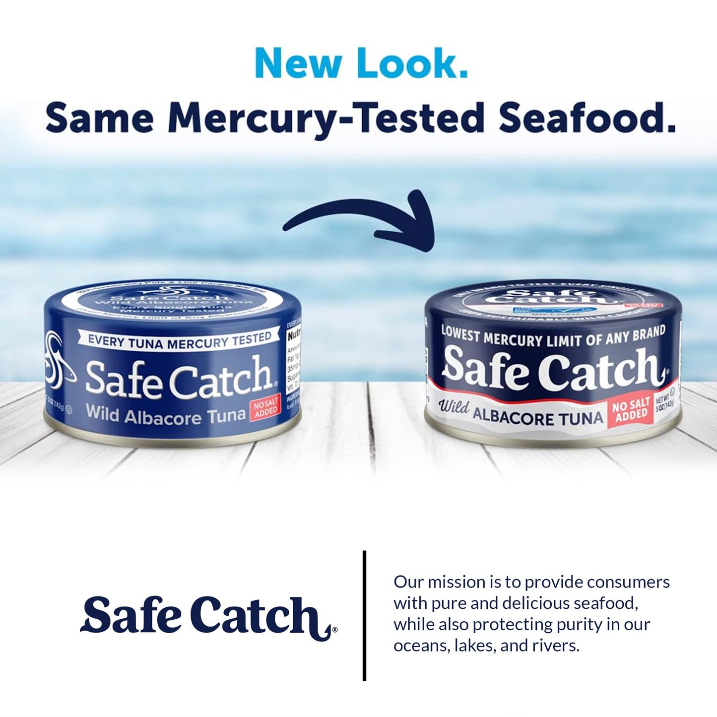 Safe Catch Canned Lowest Mercury Limit Albacore Tuna Fish No Salt Added, Wild Caught, Gluten-Free, Kosher, Keto, 5oz Can, 6-Pack