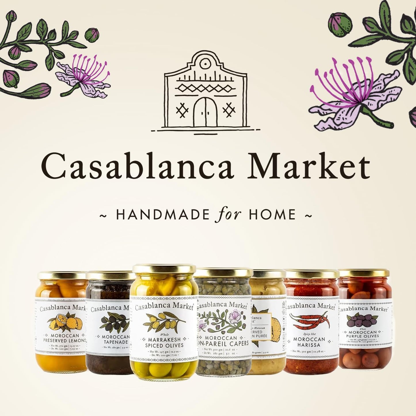 Casablanca Market Moroccan Capers Non Pareil — Handpicked, Premium Capers Jar in Pure Brine — Non-GMO, Plant-Based, Kosher, Halal-Friendly, No Preservatives — For Pasta, Sauces, Meat & More, 1-Pack