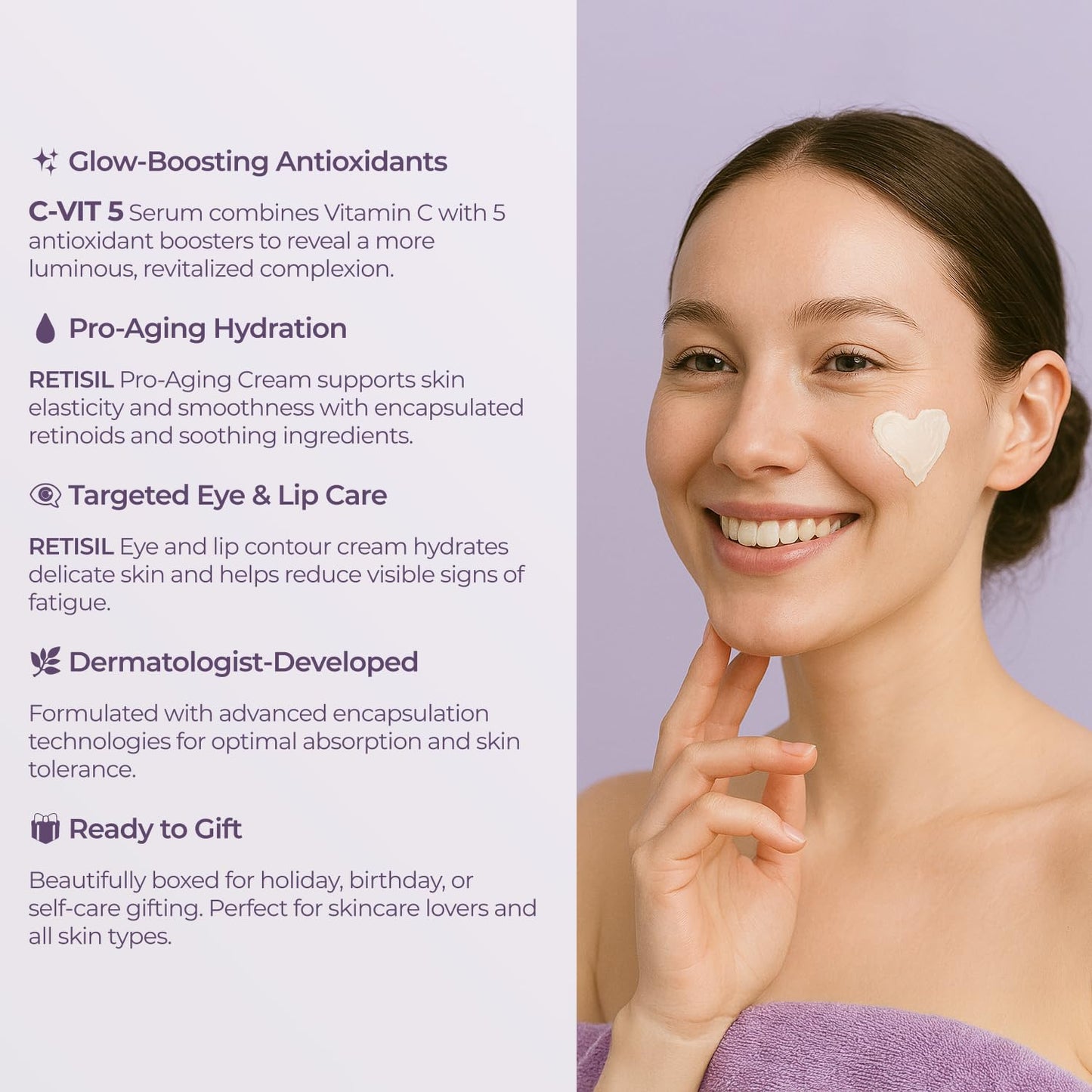 Sesderma Intense Renewal Gift Set | C-VIT 5 Vitamins Serum 1.0 fl Oz, RETISIL Pro-Aging Cream 1.7 fl Oz & Eye and Lip Contour 0.5 fl Oz | Brighten & Nourish Skin | For All Skin Types