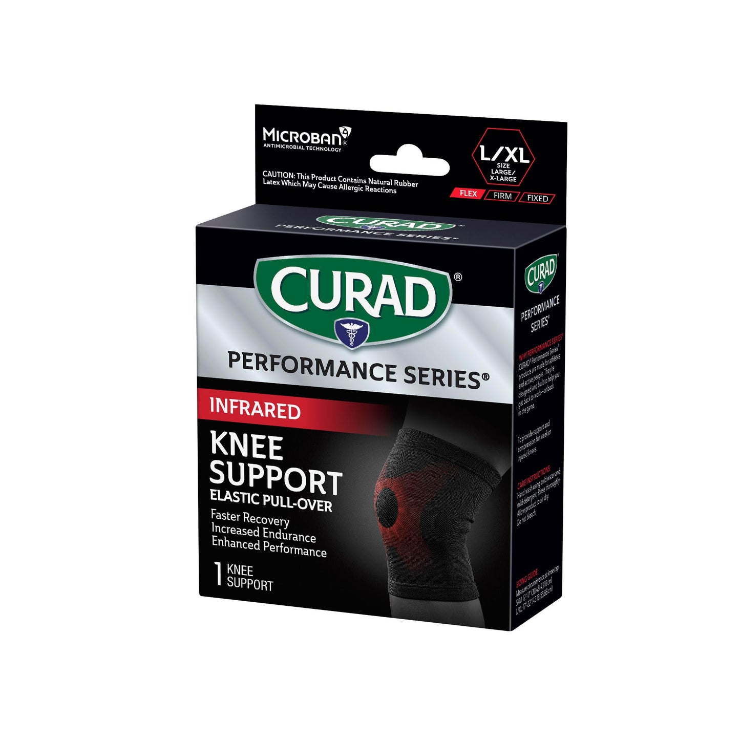 CURAD Performance Series Infrared Knee Support, Elastic Knee Sleeve for Pain Management, Compression Support for Recovery and Performance, Powered by CELLIANT Technology, Large/X-Large