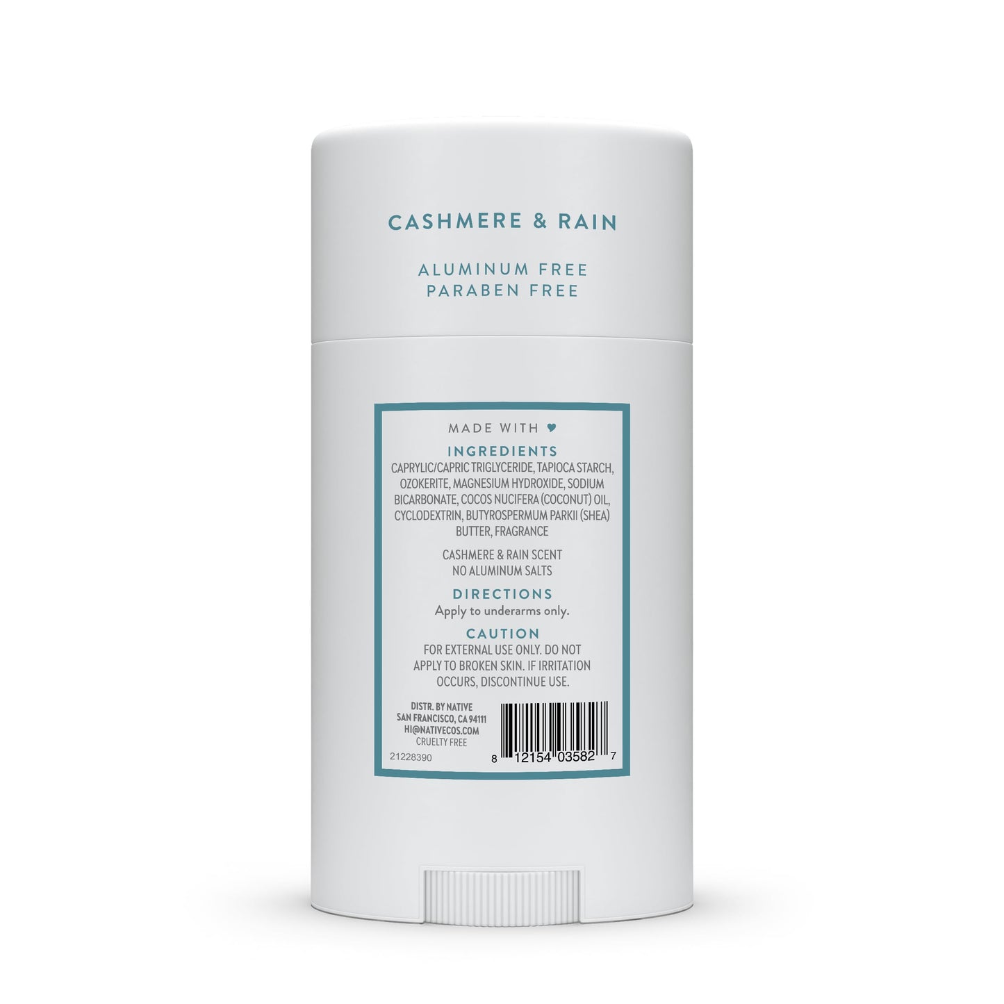 Native Deodorant Contains Naturally Derived Ingredients, 72 Hour Odor Control, Deodorant for Women and Men, Aluminum Free, Cashmere & Rain 2.65oz