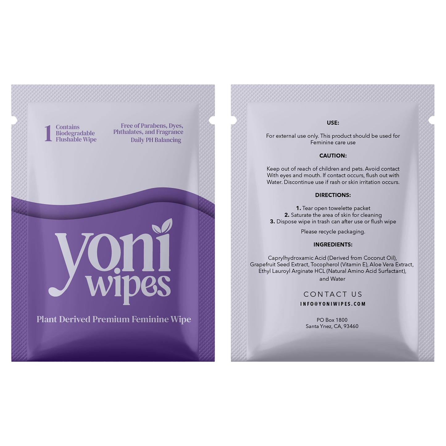 30 Count Biodegradable & Flushable Feminine Wipes, pH-Balanced, Aloe Vera & Vitamin E, Individually Wrapped for Travel and On-the-Go Use