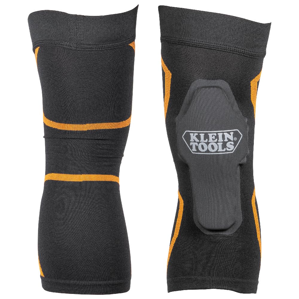 Klein Tools 60623 Knee Pad Compression Sleeve, Knee Support for Construction, Workers and Athletes, Black, M/L