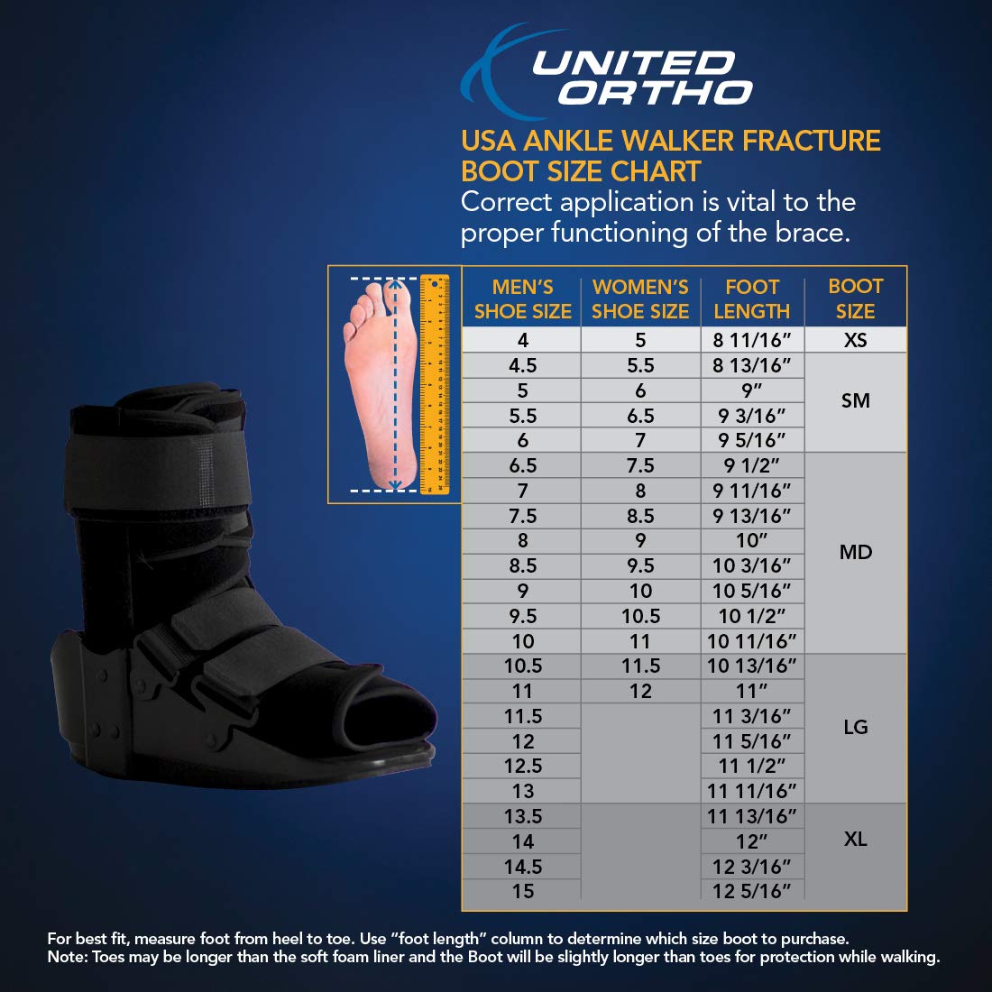 United Ortho 12019 Ankle Walking Boot, x Large