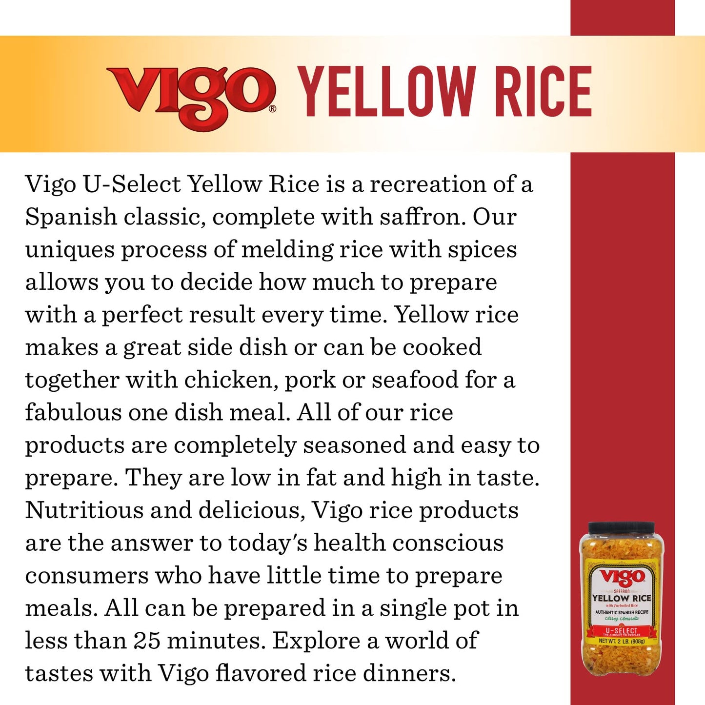 Vigo Authentic Saffron Yellow Rice, Low Fat, 2lb (Pack of 1)