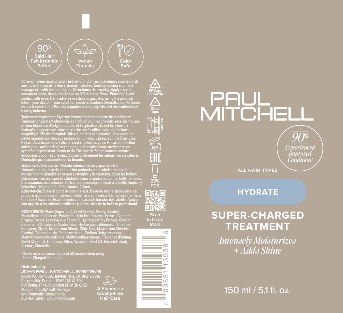 Paul Mitchell Super-Charged Treatment, Intensely Moistures + Adds Shine, For Dry Hair