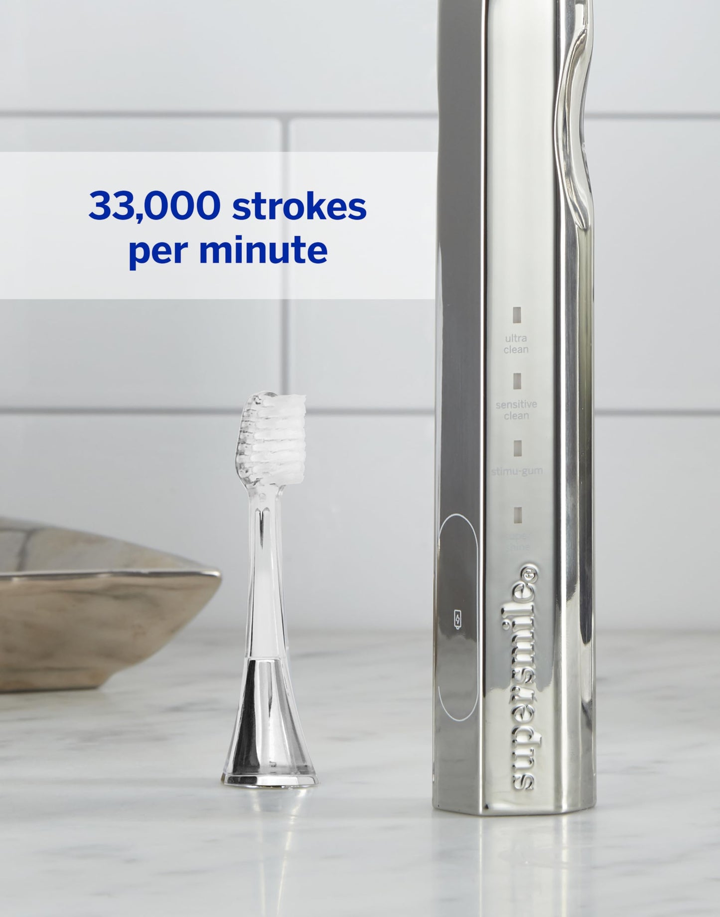Supersmile Zina45™ Deluxe Sonic Pulse Toothbrush – Rechargeable Electric Brush with Angled Head & Travel Case – for Whiter Teeth and Healthier Gums