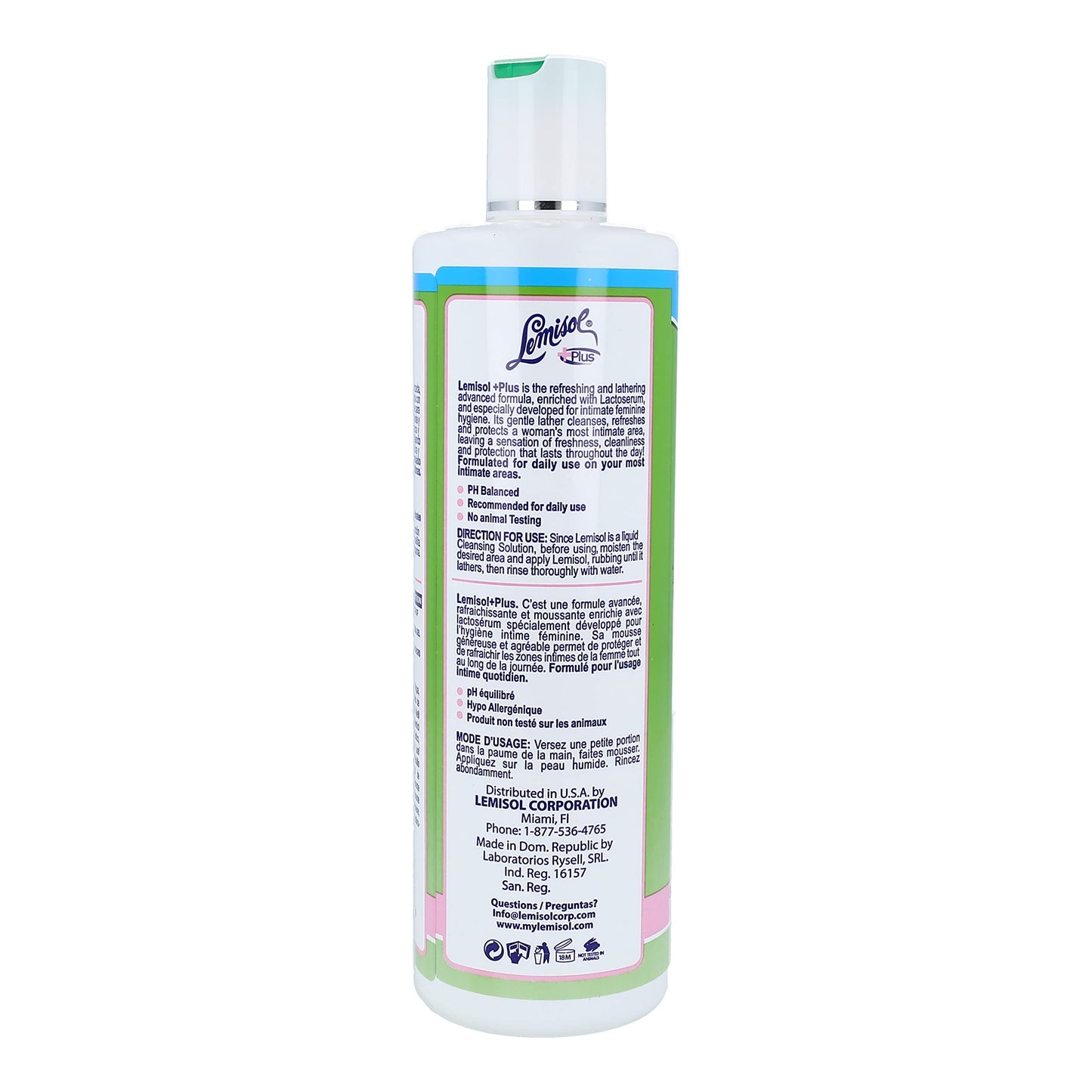Lemisol Feminine Wash, Gentle Daily Cleanser with Lactoserum, Helps you Keep pH Balanced, Hypoallergenic, Keeps Women Clean, Fresh and Confident, Original Formula, 16 Fl Oz,