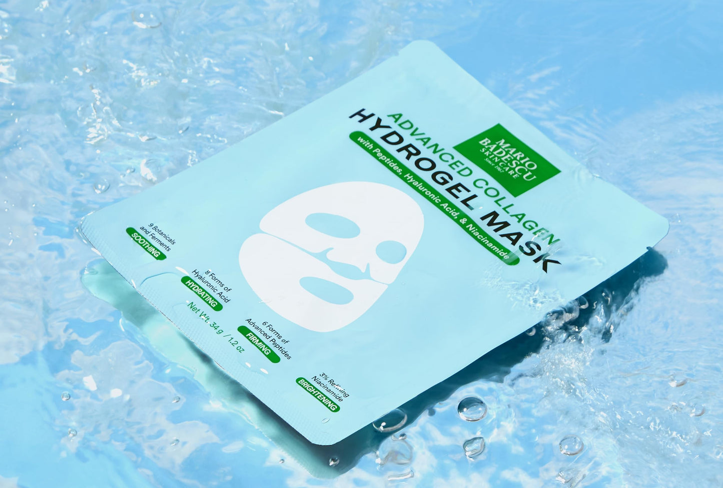 Mario Badescu Advanced Collagen Hydrogel Mask Set of 3 | Face Mask with Peptides, Hyaluronic Acid & Niacinamide for Hydrating, Firming, Brightening & Soothing Skin