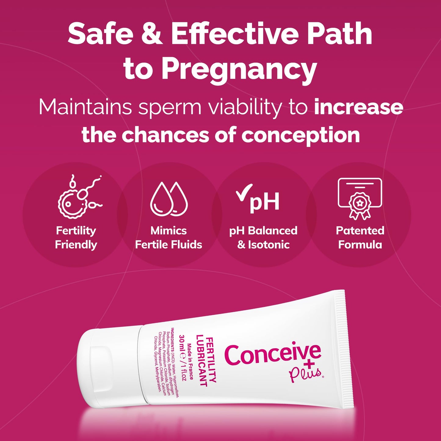 Conceive Plus Fertility Lubricant Travel Size - Sperm-Safe, PH Balanced Personal Lubricant for TTC Couples - Enhances Vaginal Health and Supports Fertility - 1 Fl Oz