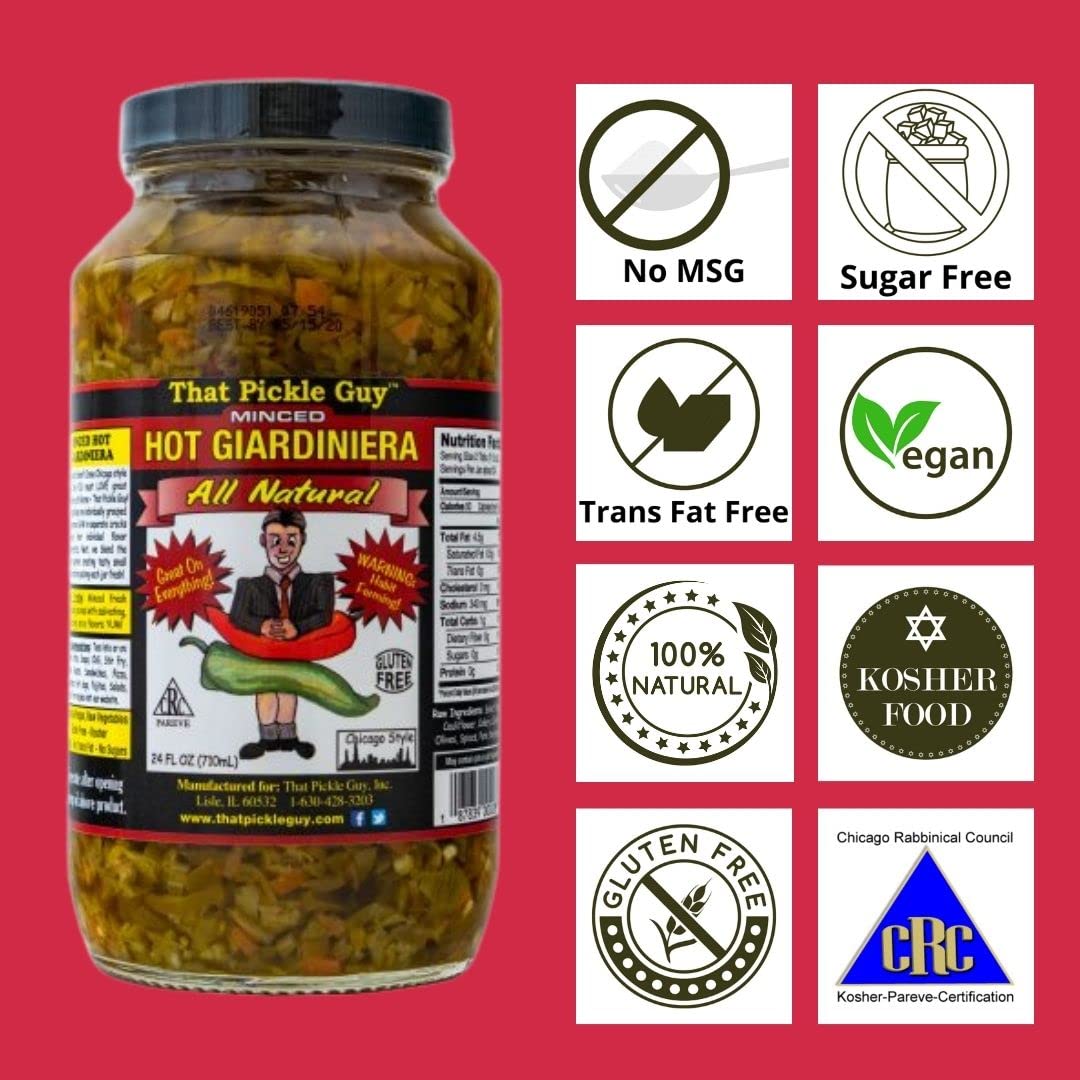 That Pickle Guy Minced All Natural Chicago Style HOT Giardiniera, Raw; 24-ounce