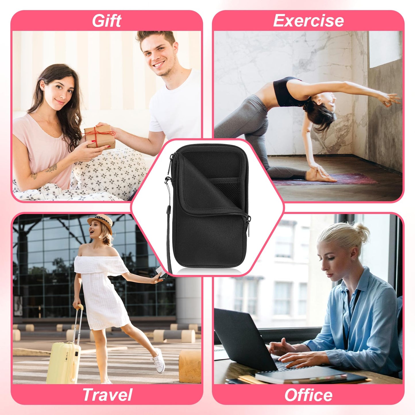 Thinp Tampon Holder for Purse, Small Period Travel Pouch Tampon Storage Bag with Zipper Portable Period Bag for Women, Ladies Small Tampons Organizer Pouch for Feminine Products (Black)