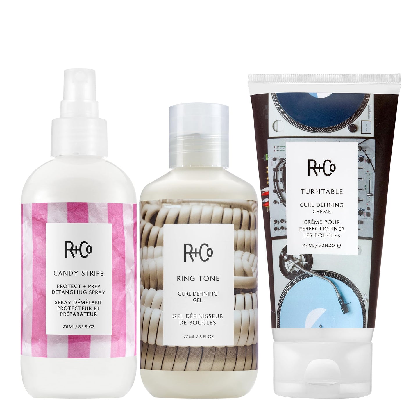 R+Co Candy Stripe Protect + Prep Detangling Spray | Instantly Detangles, Nourishes Hair, Prevents Breakage | Vegan + Cruelty-Free | 8.5 Fl Oz