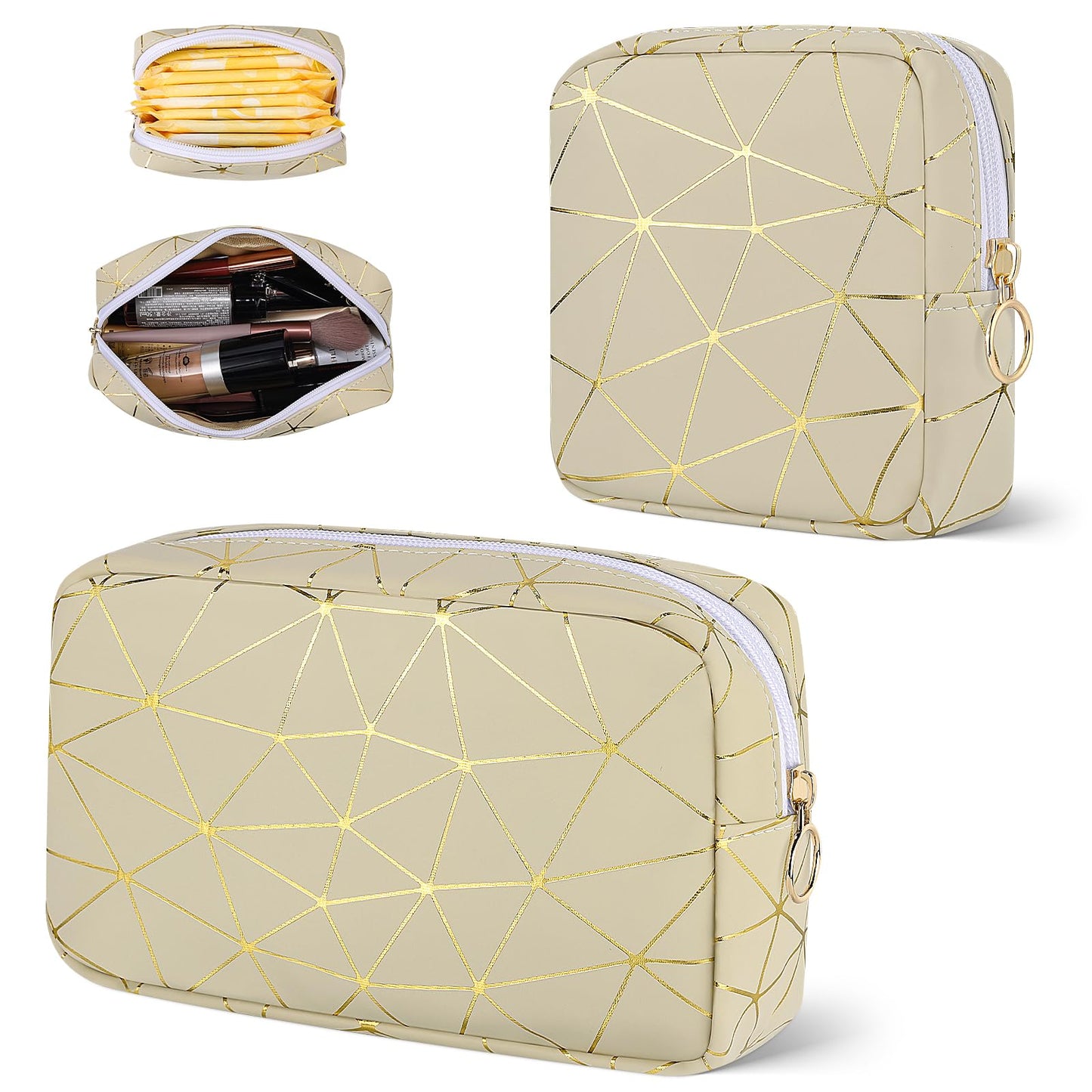 Period Bag for Teen Girls, Leather Sanitary Napkin Storage Bag, Portable Menstrual Pad Bag Period Pads Pouch, Small Make Up Bags