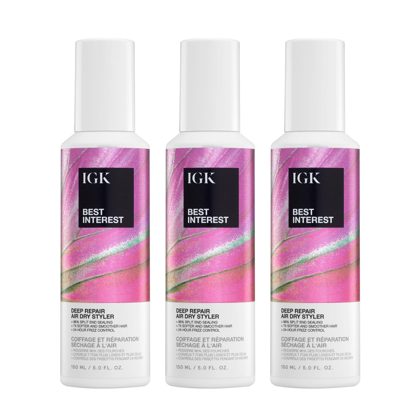 IGK Best Interest Bond Building Air Dry Styling Cream – Leave-In Treatment for Split Ends, Breakage, Frizz Control, and Shine – Vegan & Cruelty-Free