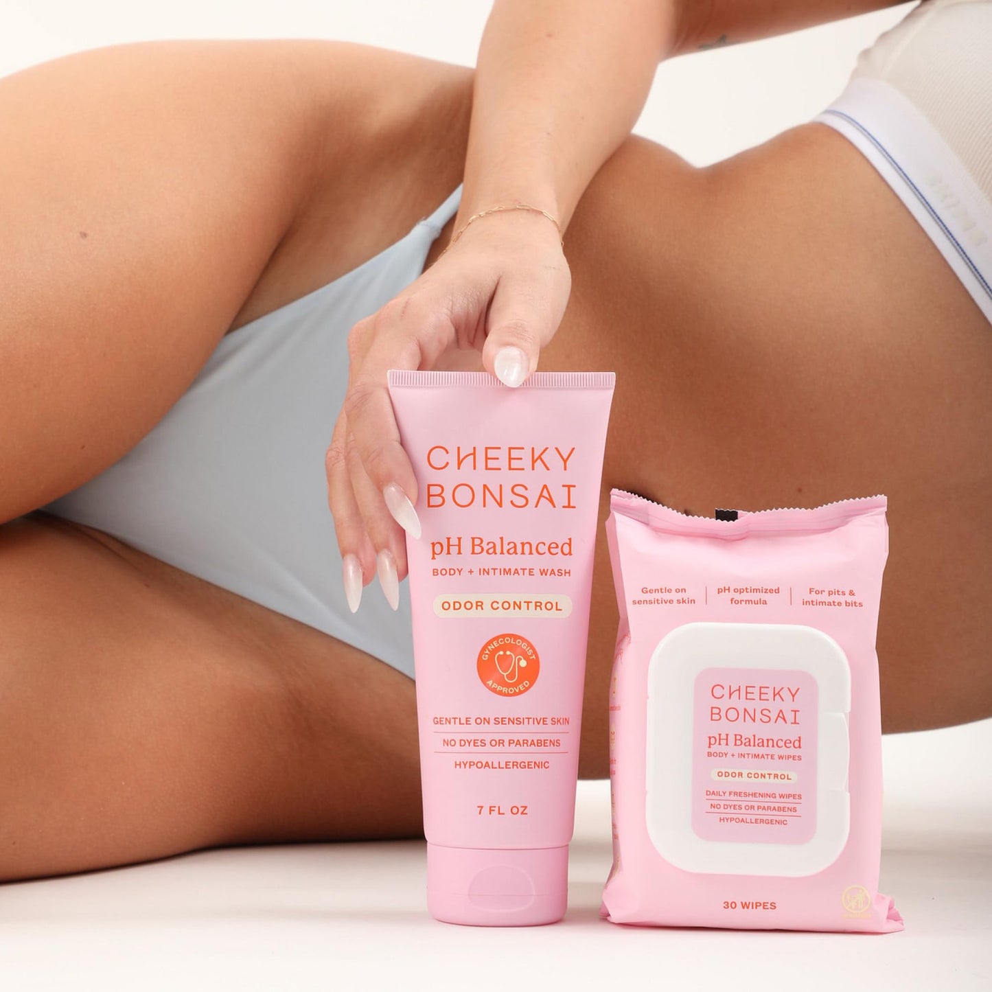 Cheeky Bonsai pH Balanced Feminine Wipes - Removes Odor - Gentle on Sensitive Skin - No Dyes or Parabens - Hypoallergenic - Gynecologist Approved - 30 Count