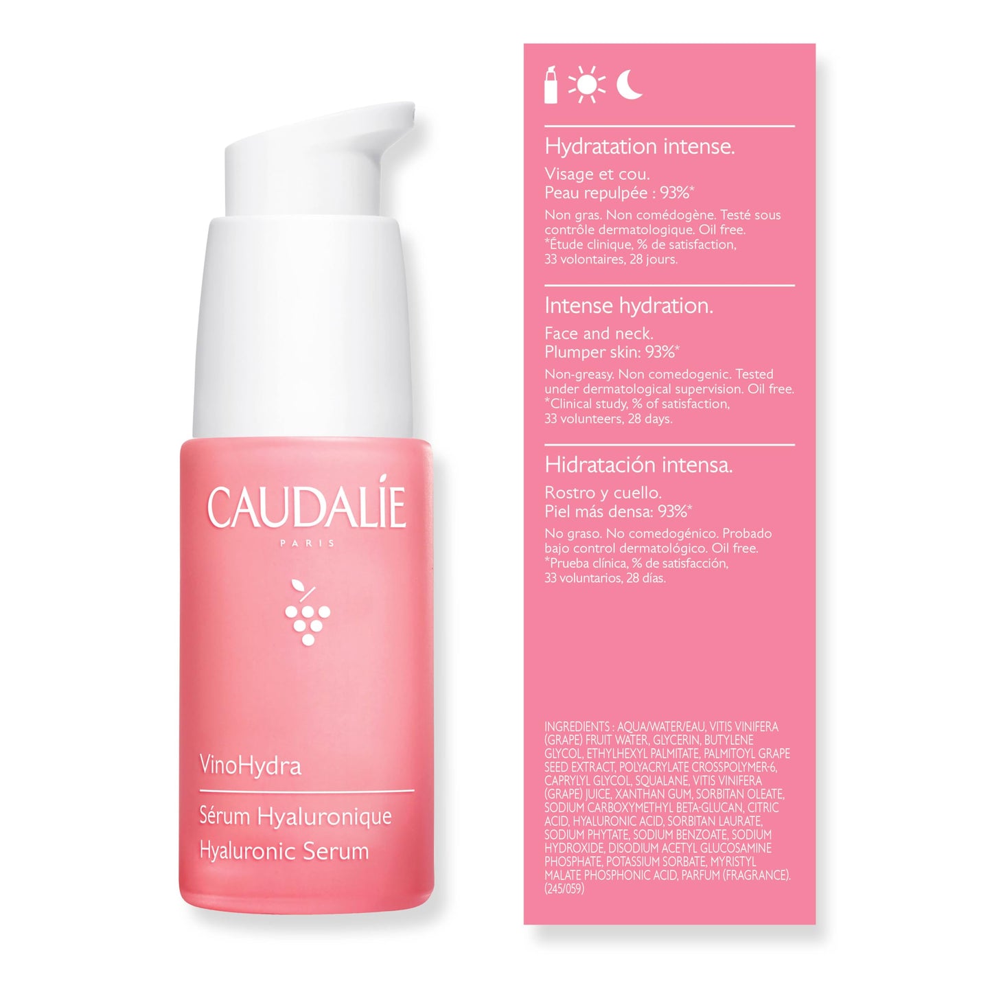Caudalie VinoHydra Hyaluronic Acid Serum, Hydrating, Soothing, Dermatologically Tested & Vegan - 30 mL