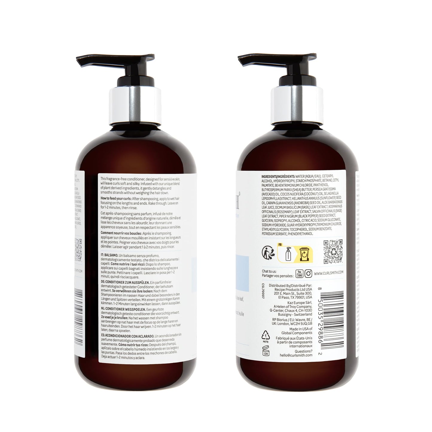 CURLSMITH Fragrance-Free Conditioner - Gently Detangles, Soften and Smooths Hair for Silky Curls (12 oz)