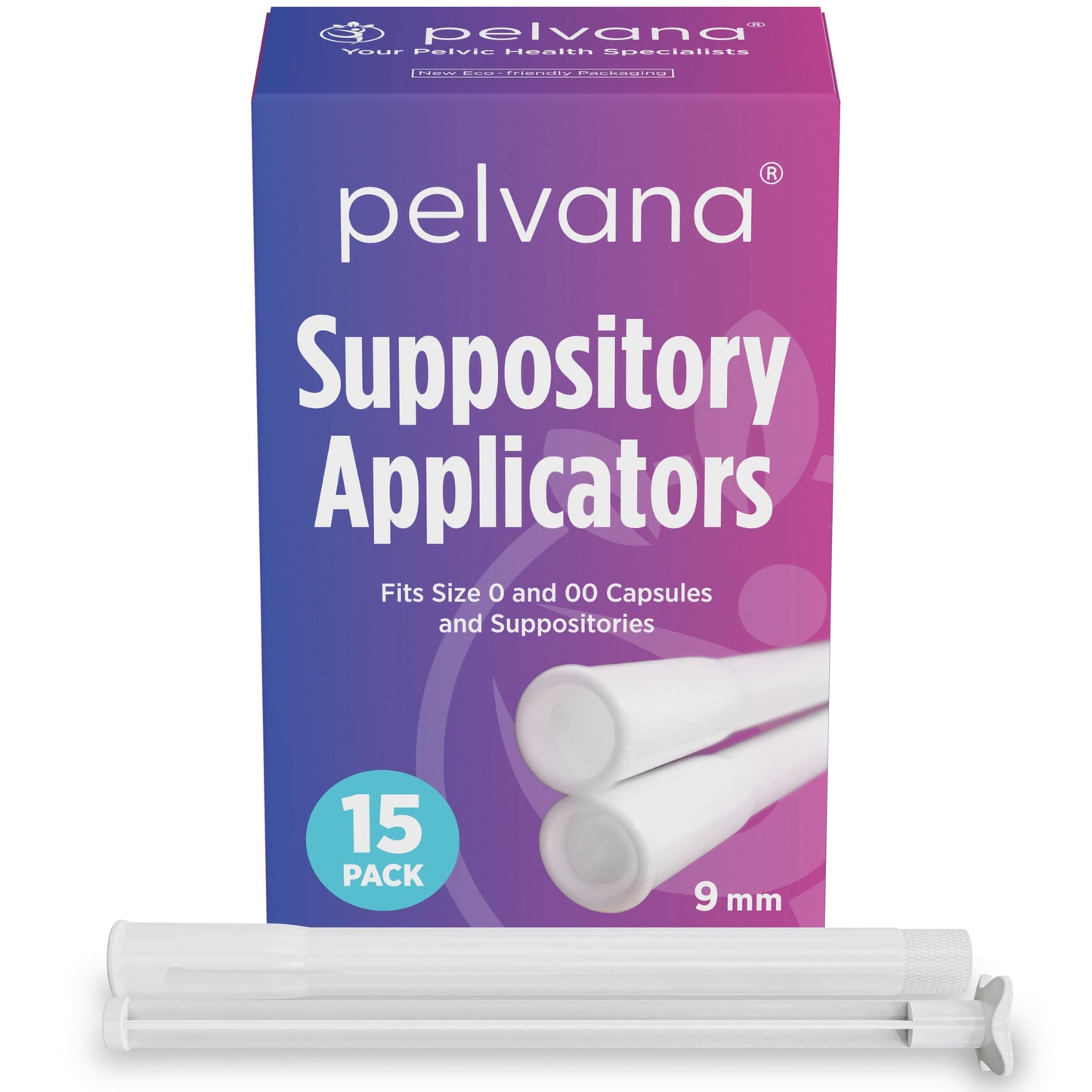 Pelvana Vaginal Suppository Applicators for Women - 15 Individually Wrapped Sterile Applicators, Fits Size 0 & 00 Capsules, Pills, Tablets up to 9mm - Disposable, Rounded Edges, Easy-Grip Handle