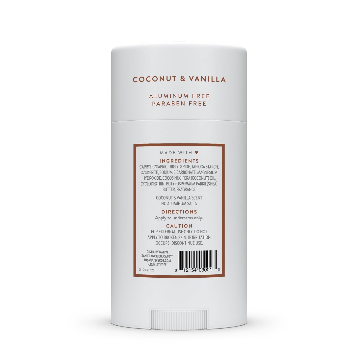 Native Deodorant Contains Naturally Derived Ingredients, 72 Hour Odor Control, Deodorant for Women and Men, Aluminum Free, Coconut & Vanilla 2.65oz